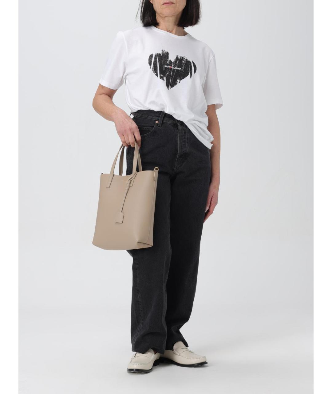 SAINT LAURENT Белая хлопковая футболка, фото 3