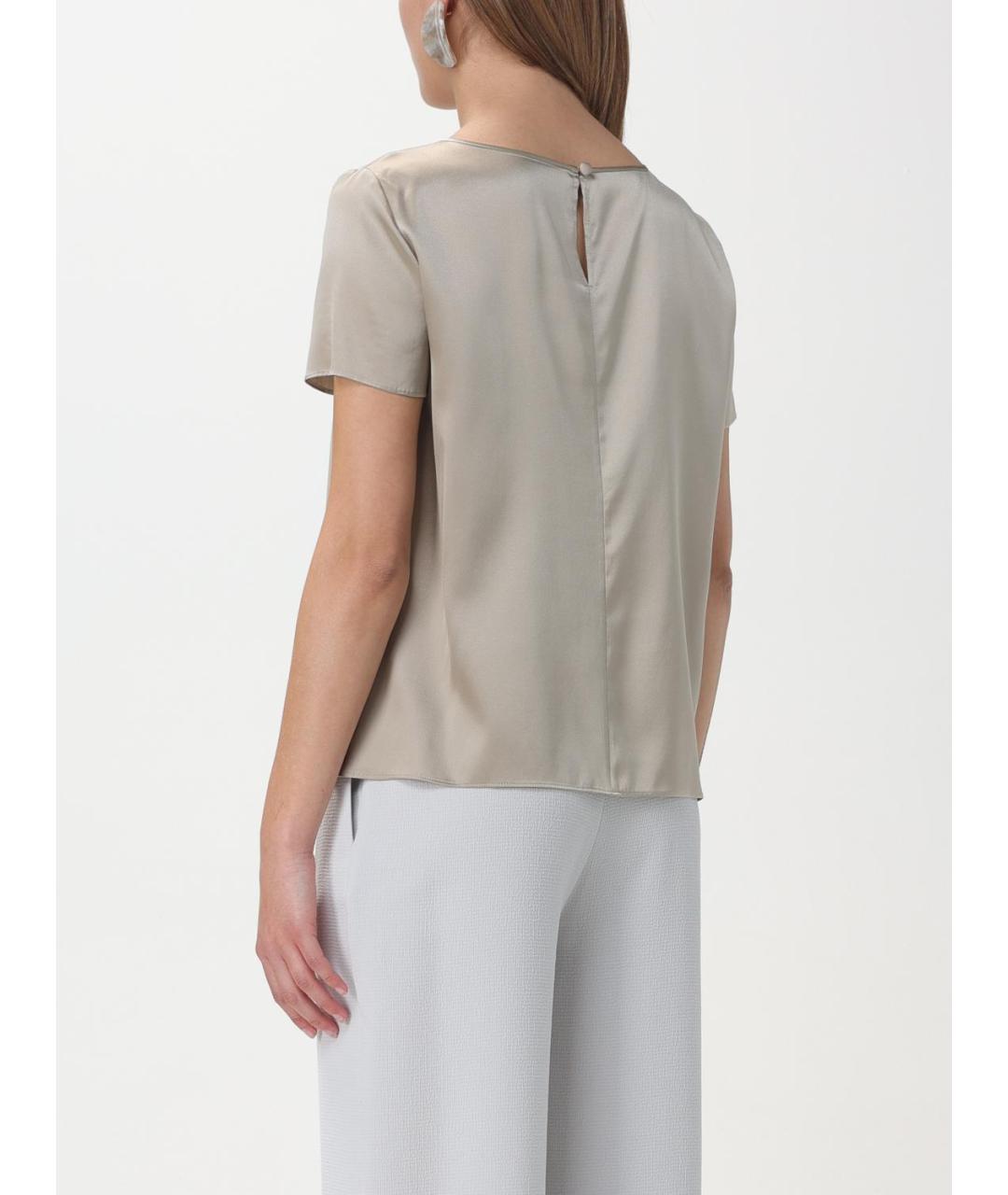 EMPORIO ARMANI Бежевая шелковая футболка, фото 3