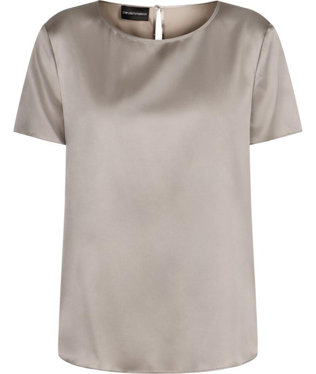 EMPORIO ARMANI Бежевая шелковая футболка, фото 1