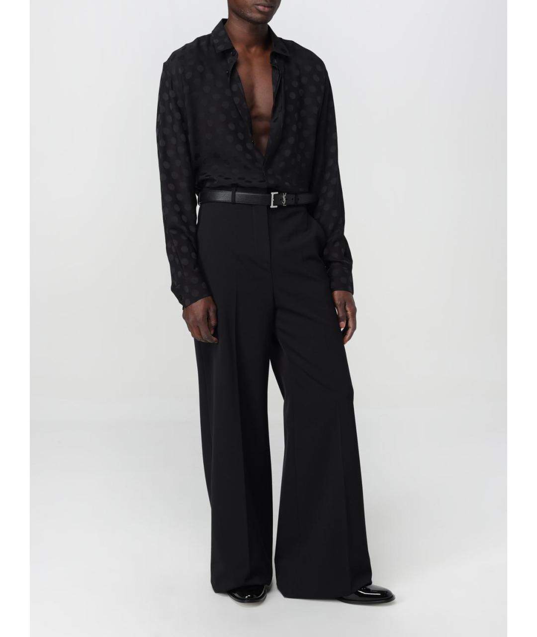 SAINT LAURENT Черный кожаный ремень, фото 2