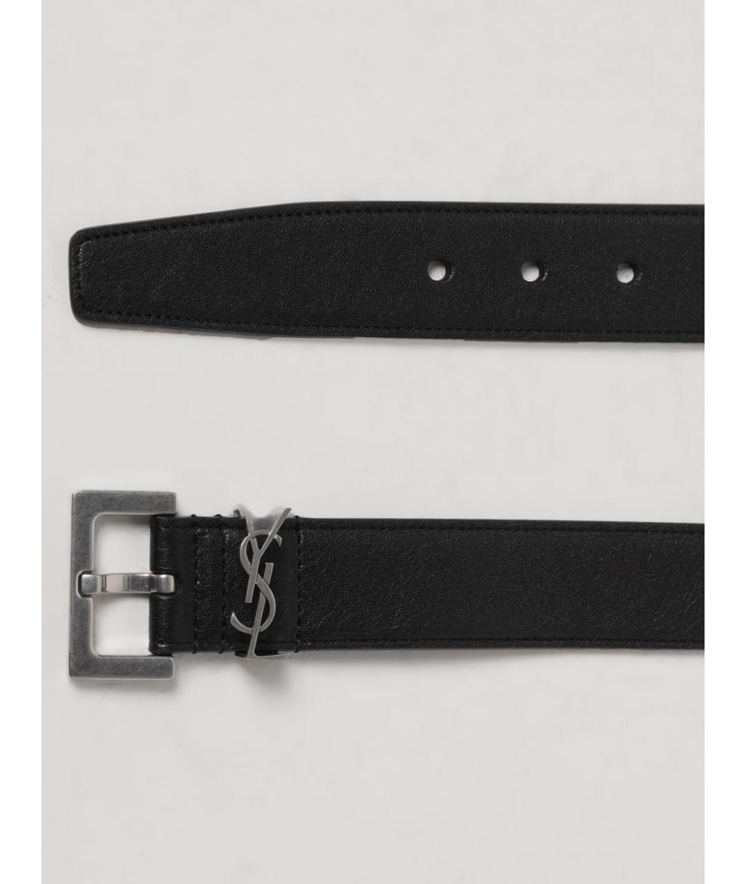 SAINT LAURENT Черный кожаный ремень, фото 3