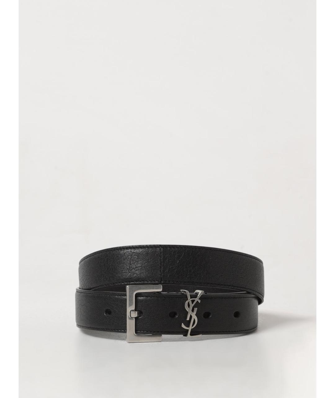 SAINT LAURENT Черный кожаный ремень, фото 4