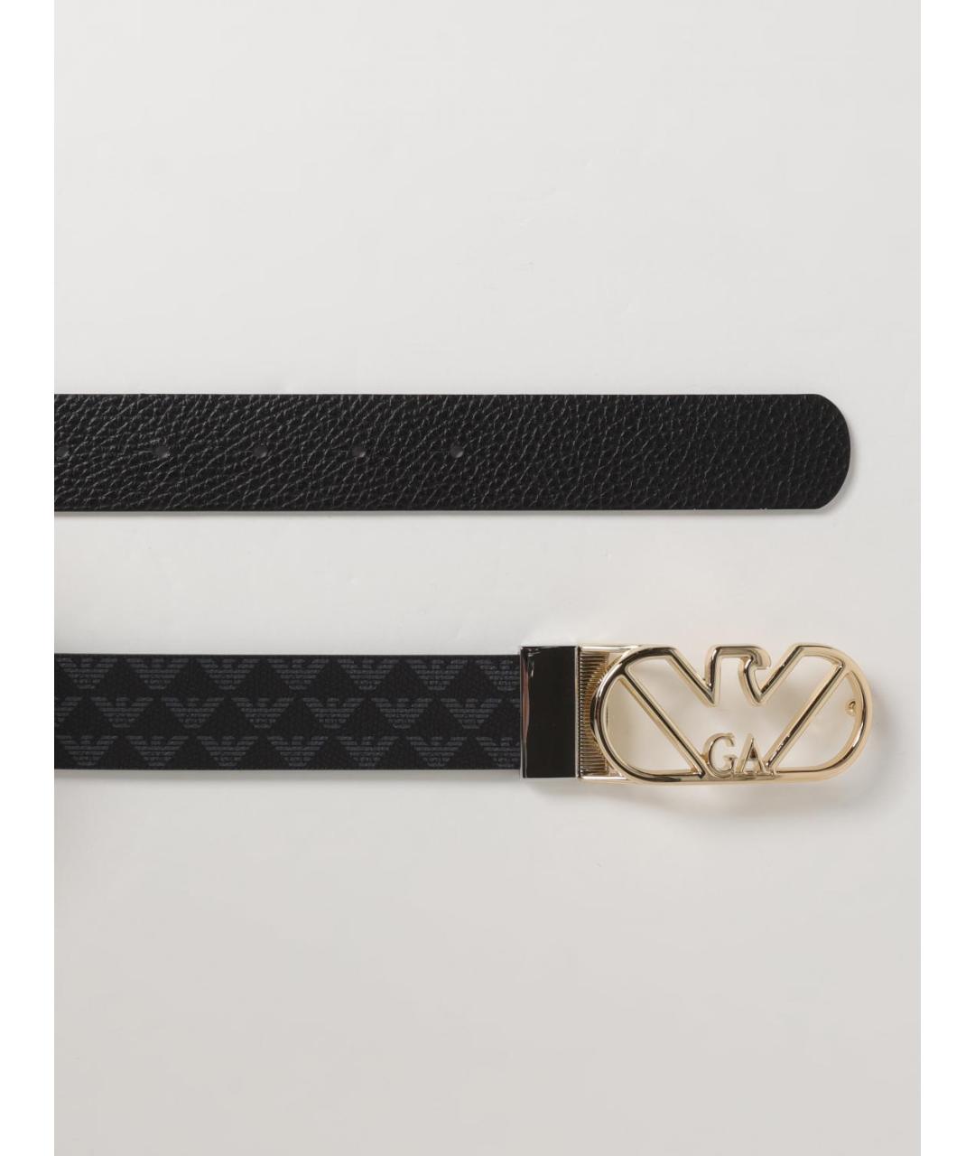 EMPORIO ARMANI Черный кожаный ремень, фото 4