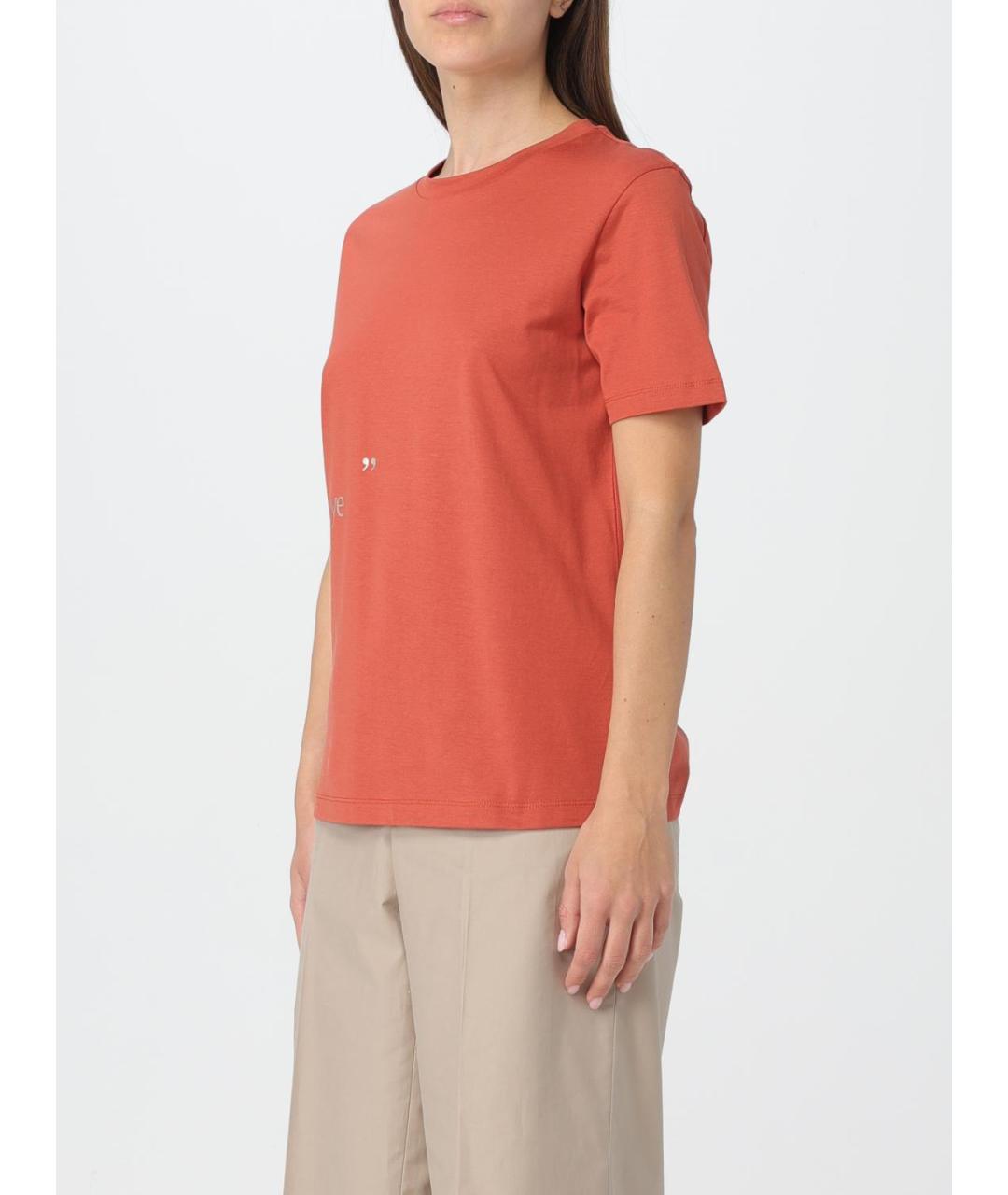 'S MAX MARA Оранжевая хлопковая футболка, фото 5