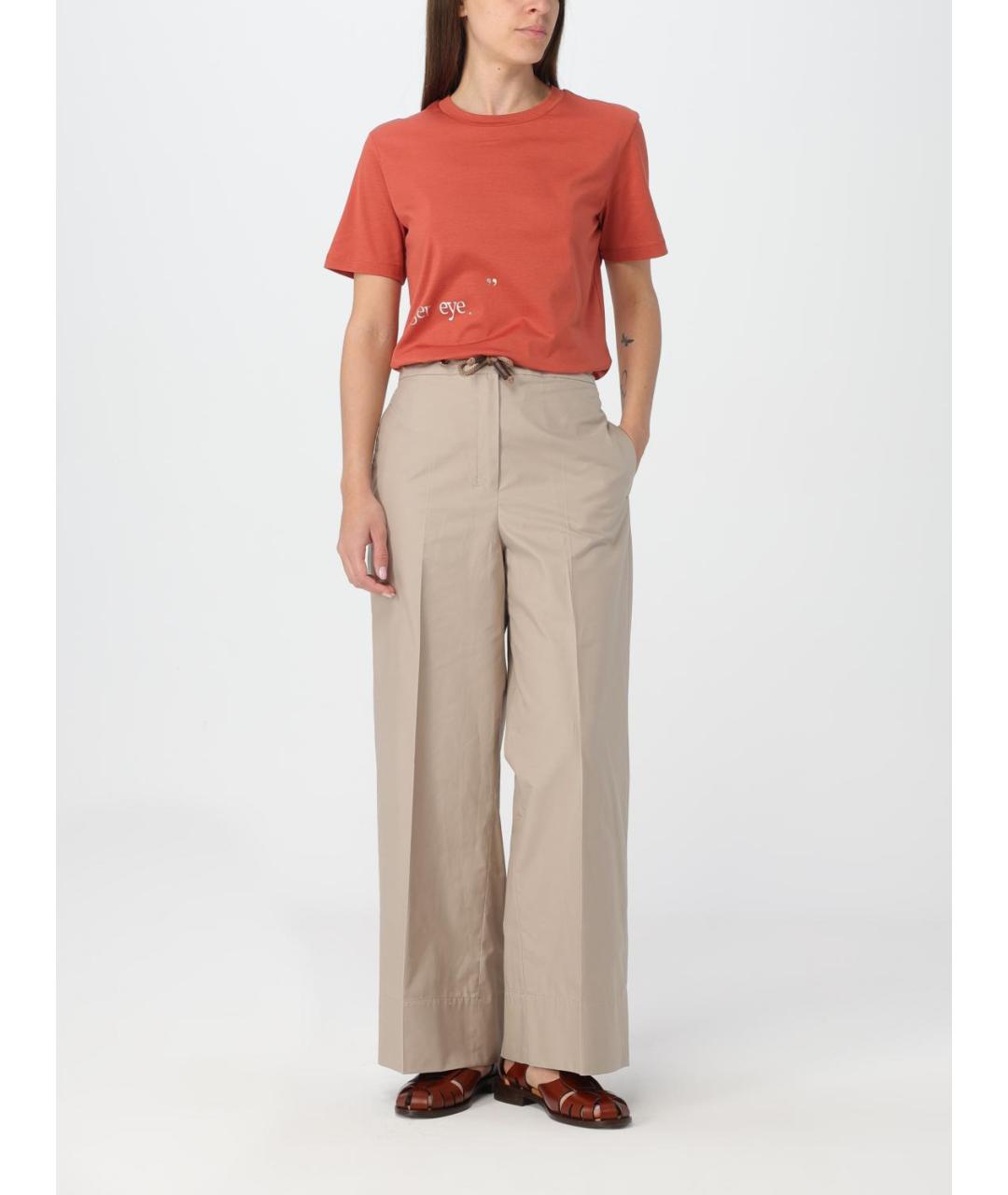 'S MAX MARA Оранжевая хлопковая футболка, фото 3