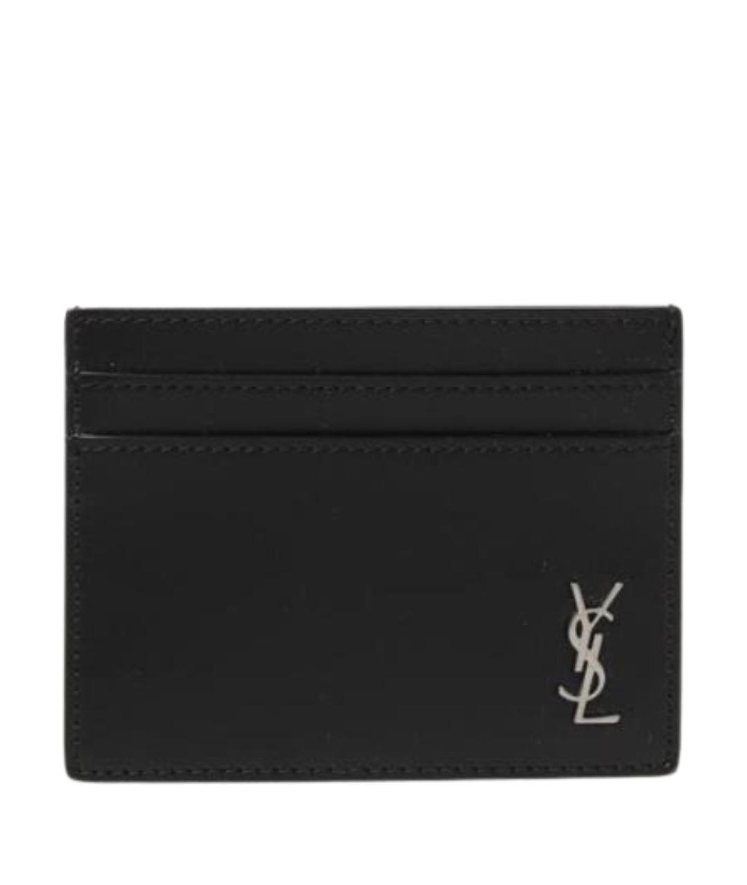 SAINT LAURENT Черный кожаный кошелек, фото 1