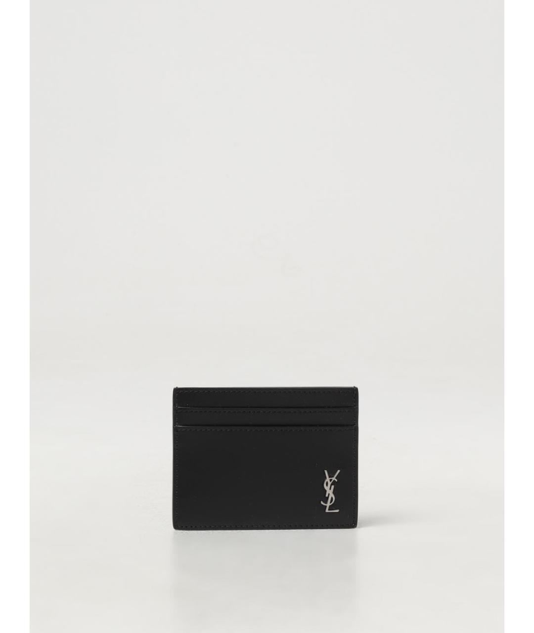 SAINT LAURENT Черный кожаный кошелек, фото 3