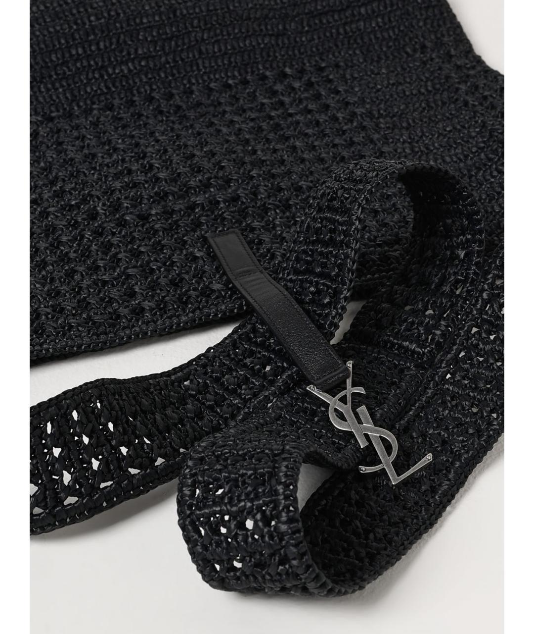 SAINT LAURENT Черная пелетеная сумка на плечо, фото 4