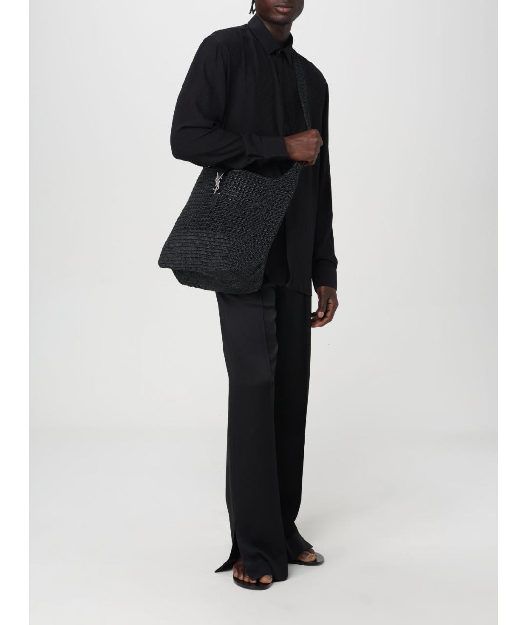 SAINT LAURENT Черная пелетеная сумка на плечо, фото 2