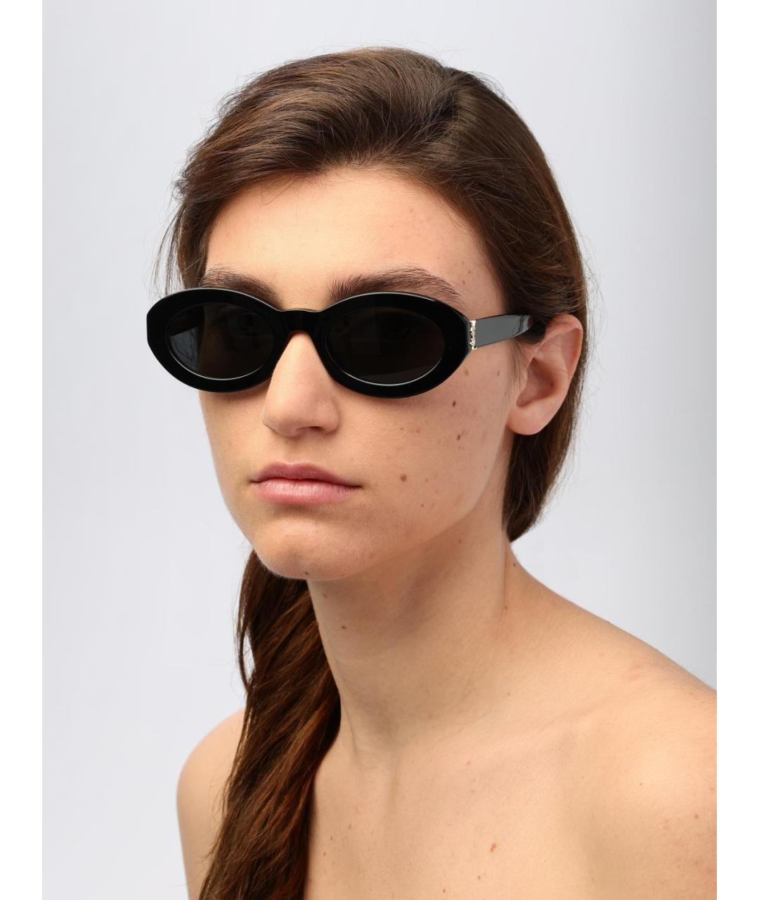 SAINT LAURENT Черные пластиковые солнцезащитные очки, фото 2