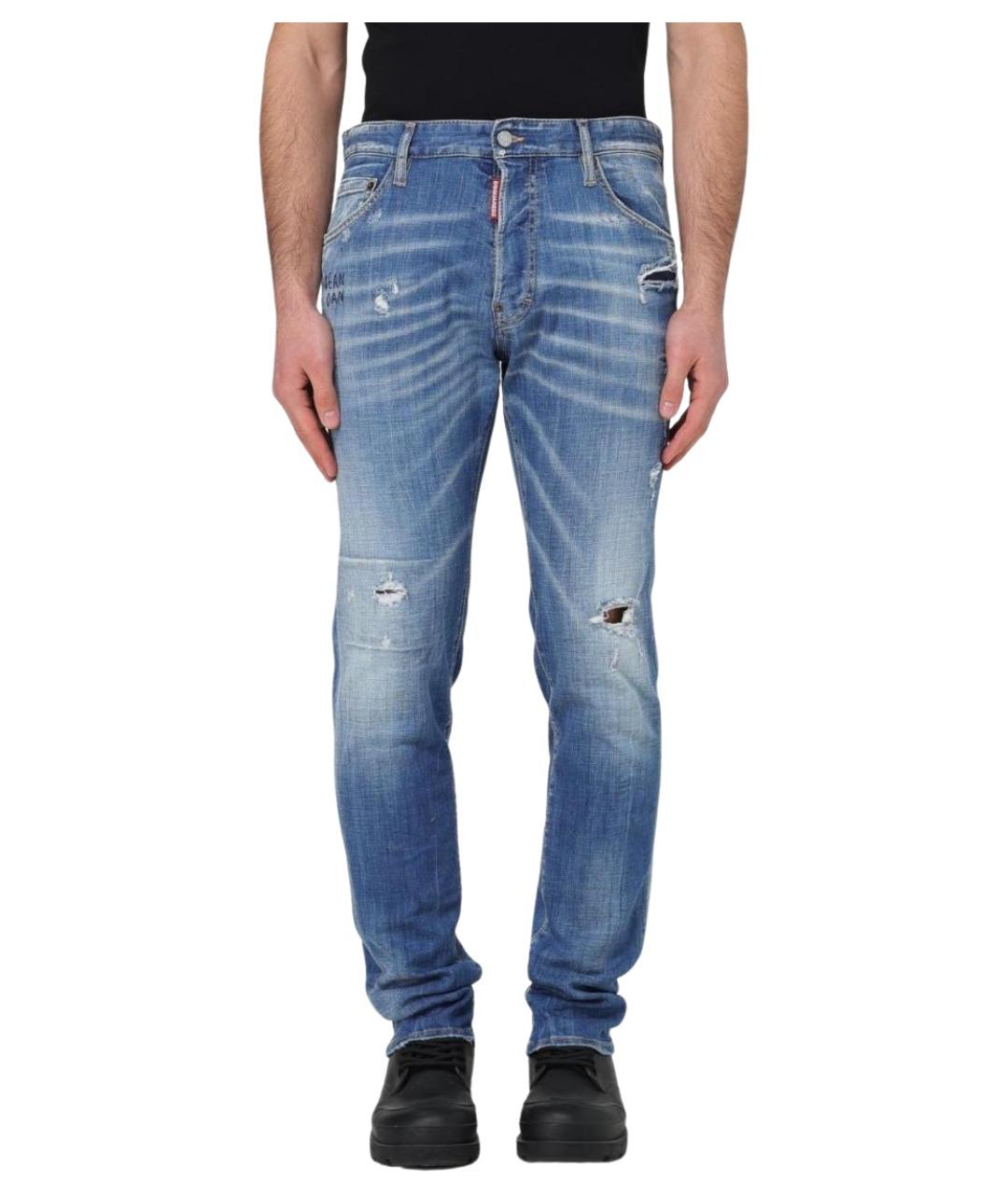 DSQUARED2 Синие хлопковые прямые джинсы, фото 1