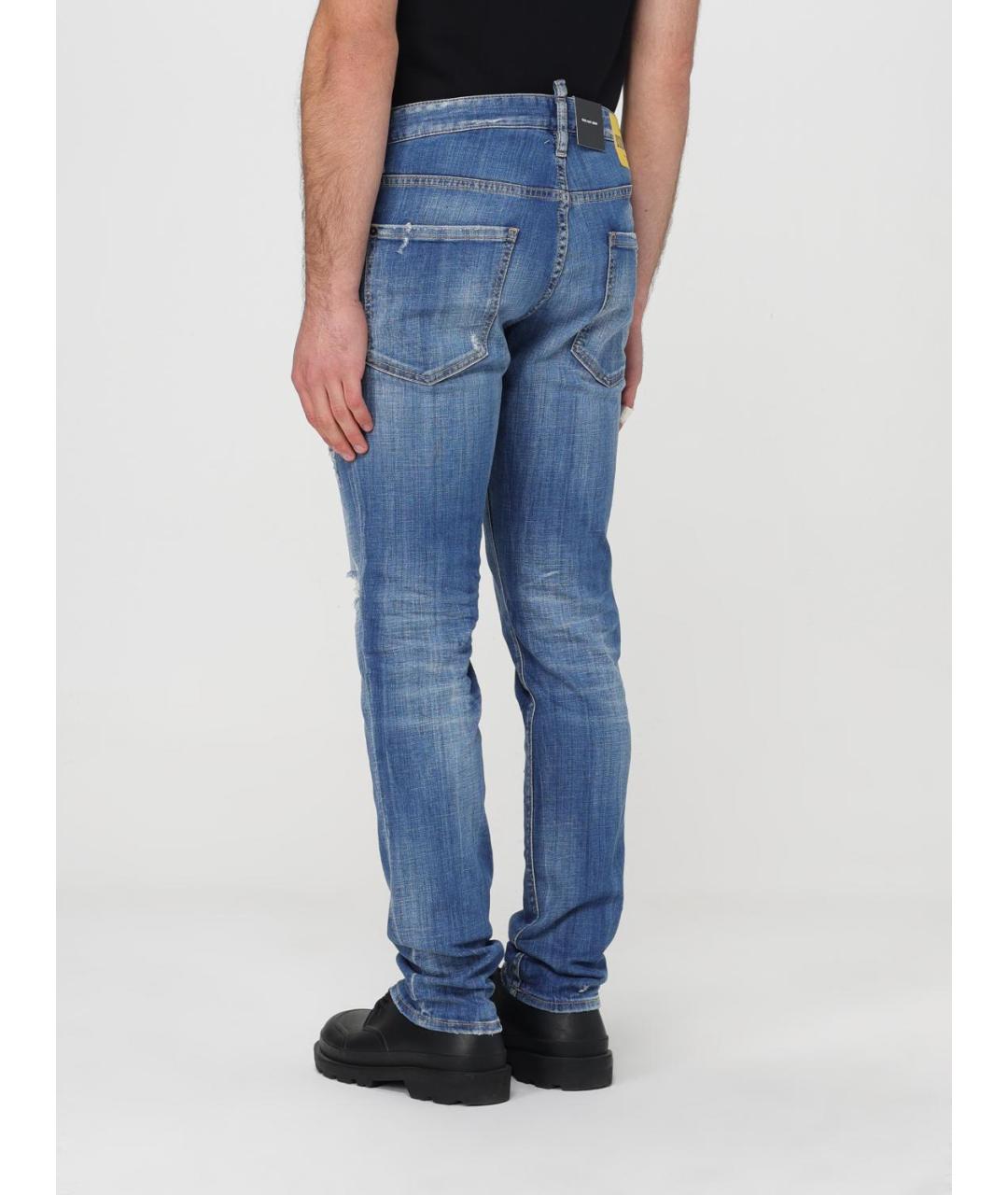 DSQUARED2 Синие хлопковые прямые джинсы, фото 3