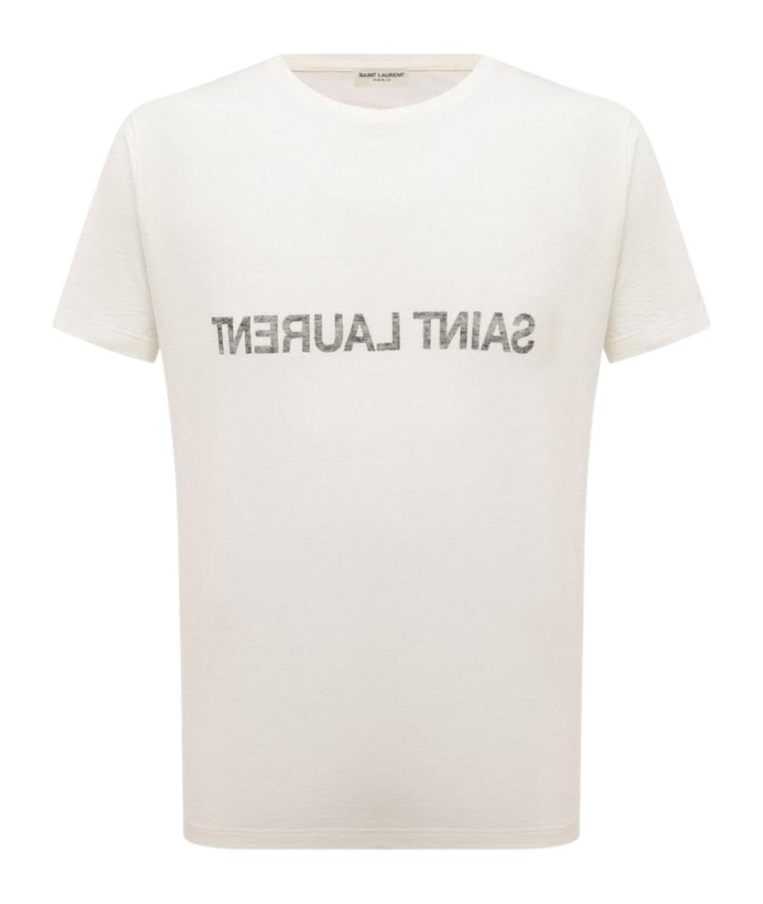 SAINT LAURENT Белая хлопковая футболка, фото 1