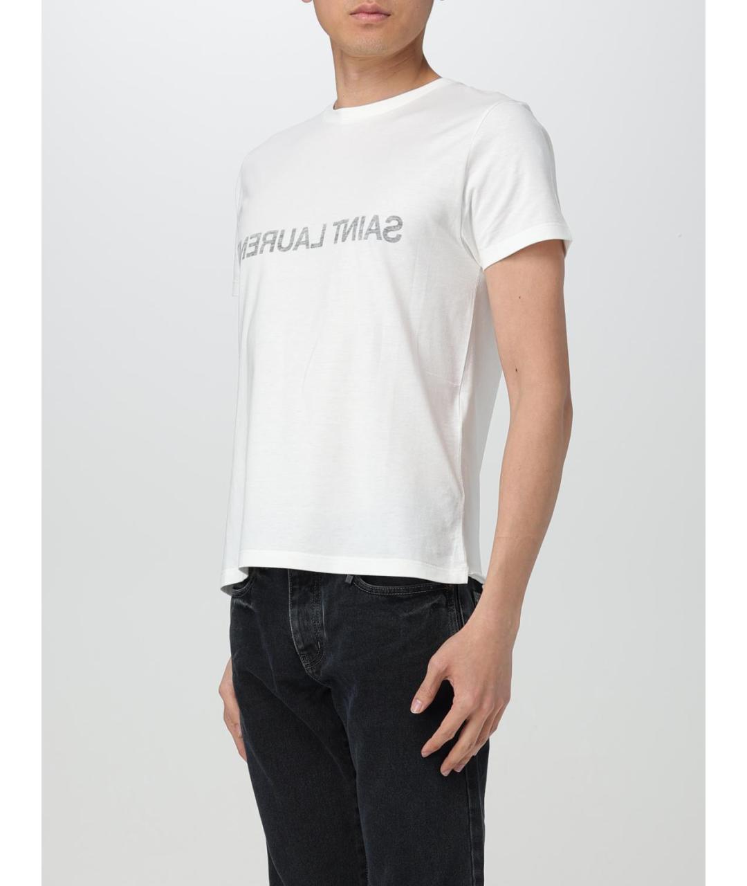 SAINT LAURENT Белая хлопковая футболка, фото 5