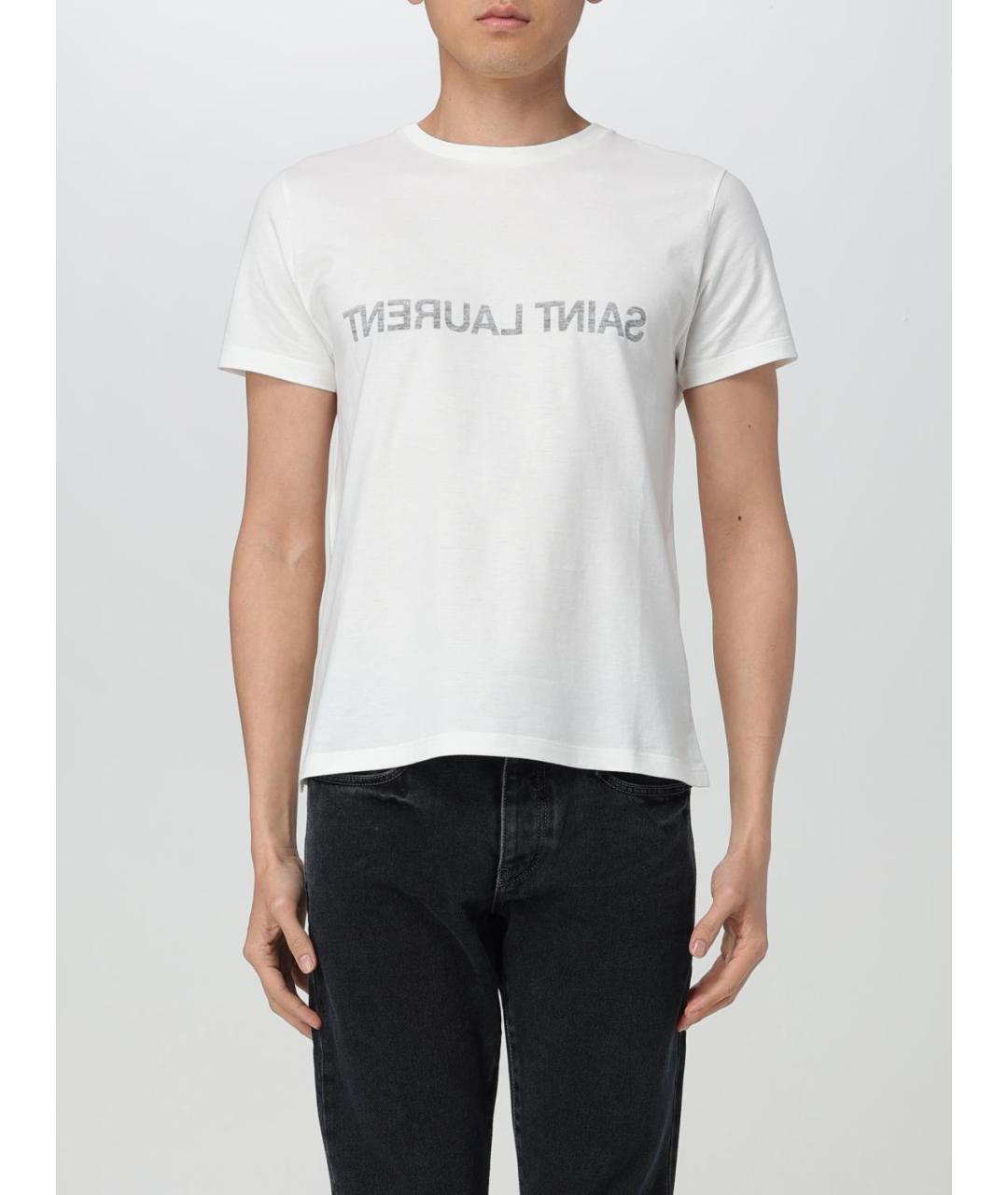 SAINT LAURENT Белая хлопковая футболка, фото 2