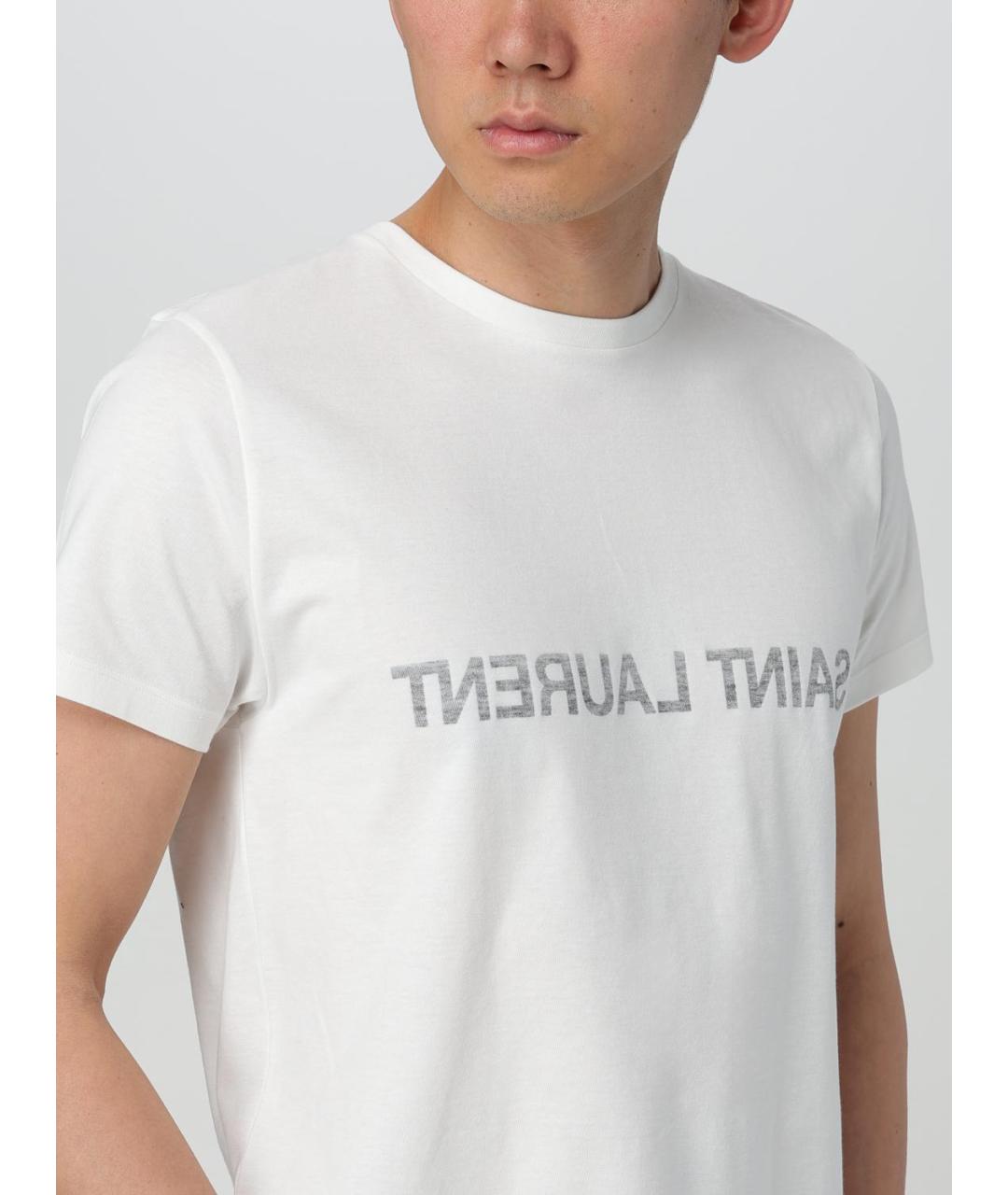 SAINT LAURENT Белая хлопковая футболка, фото 6