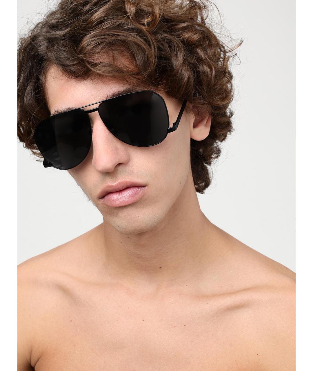 SAINT LAURENT Черные металлические солнцезащитные очки, фото 2