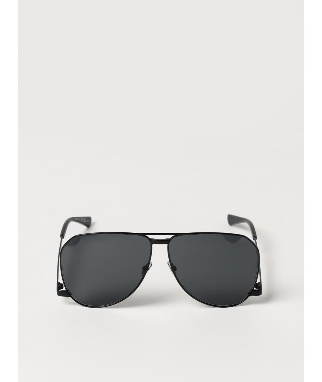 SAINT LAURENT Черные металлические солнцезащитные очки, фото 3