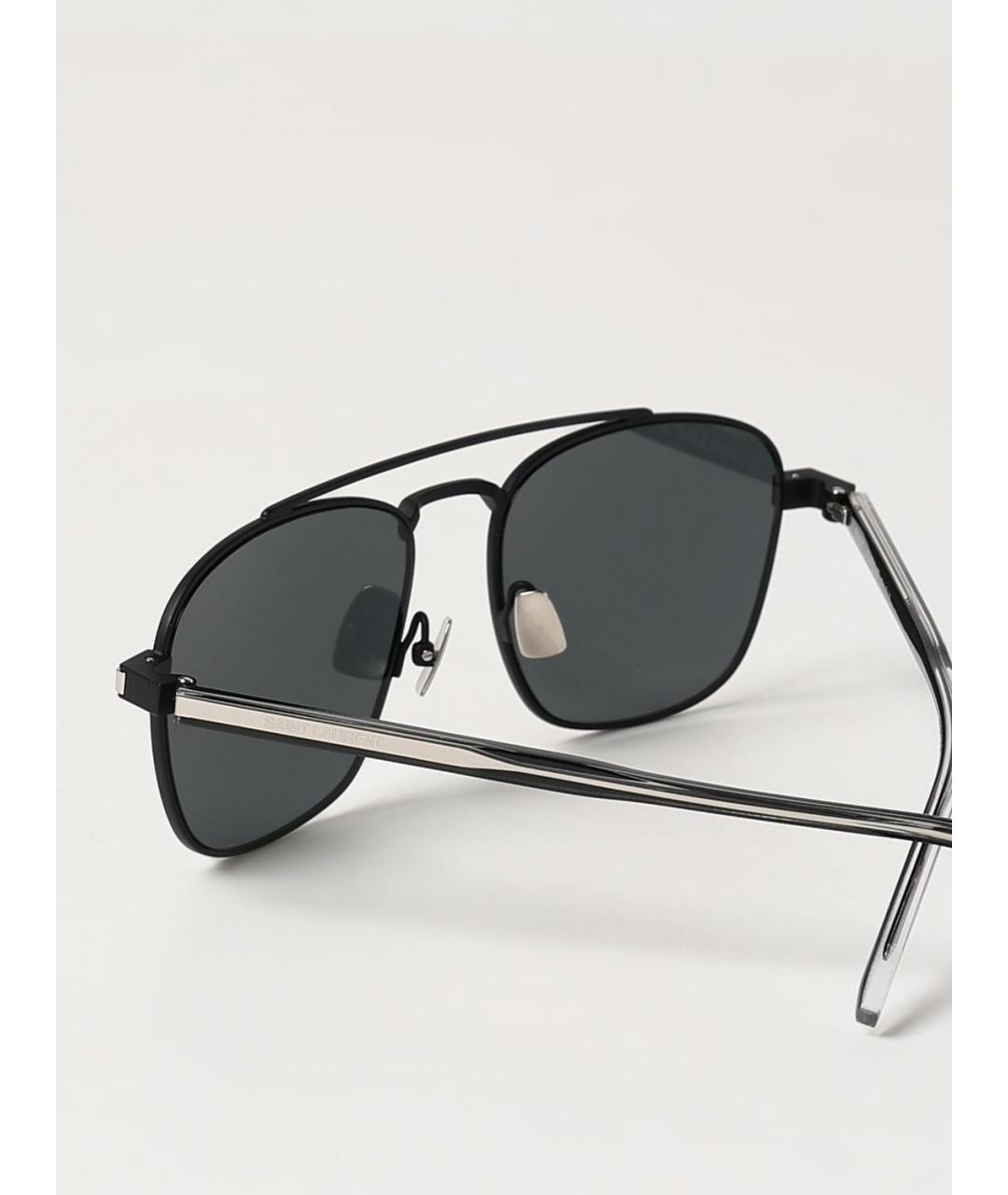SAINT LAURENT Черные металлические солнцезащитные очки, фото 5
