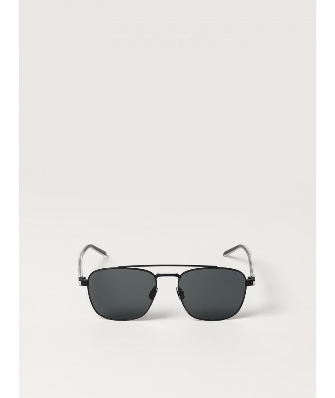 SAINT LAURENT Черные металлические солнцезащитные очки, фото 3