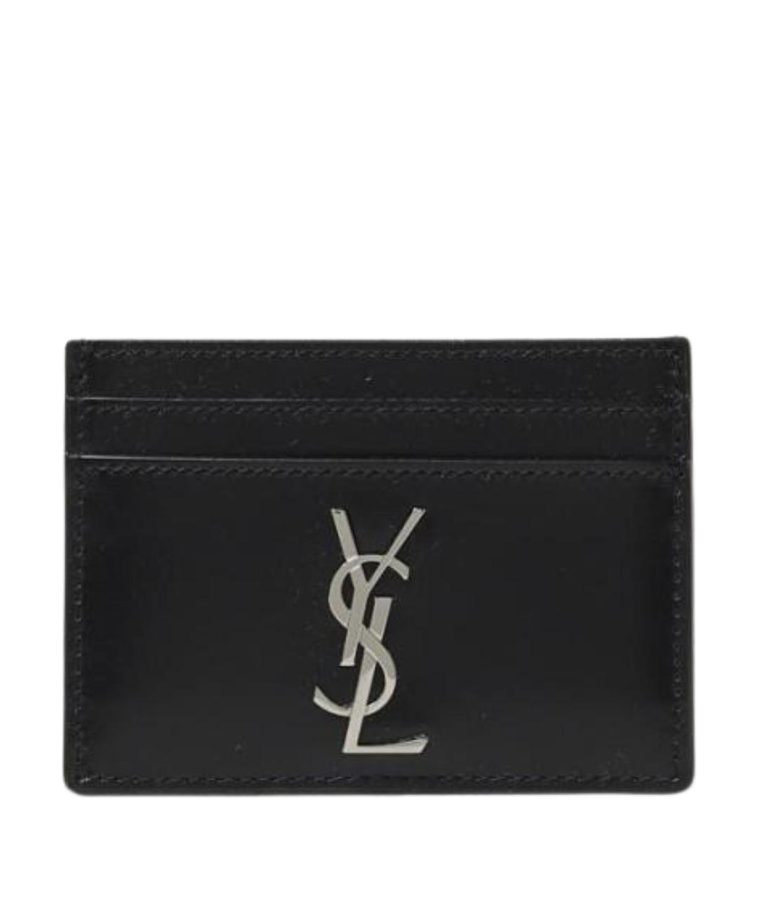 SAINT LAURENT Черный кожаный кардхолдер, фото 1