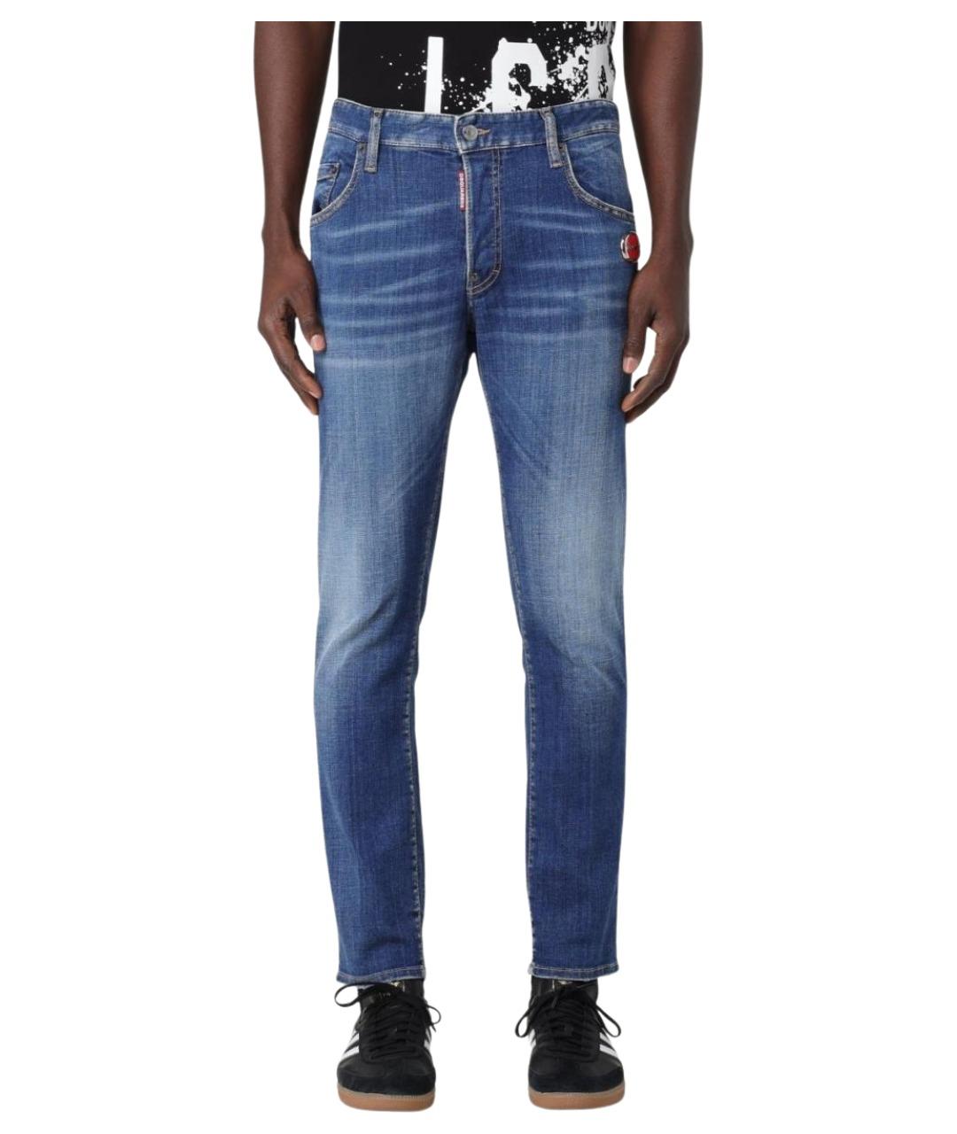 DSQUARED2 Синие хлопко-эластановые джинсы скинни, фото 1