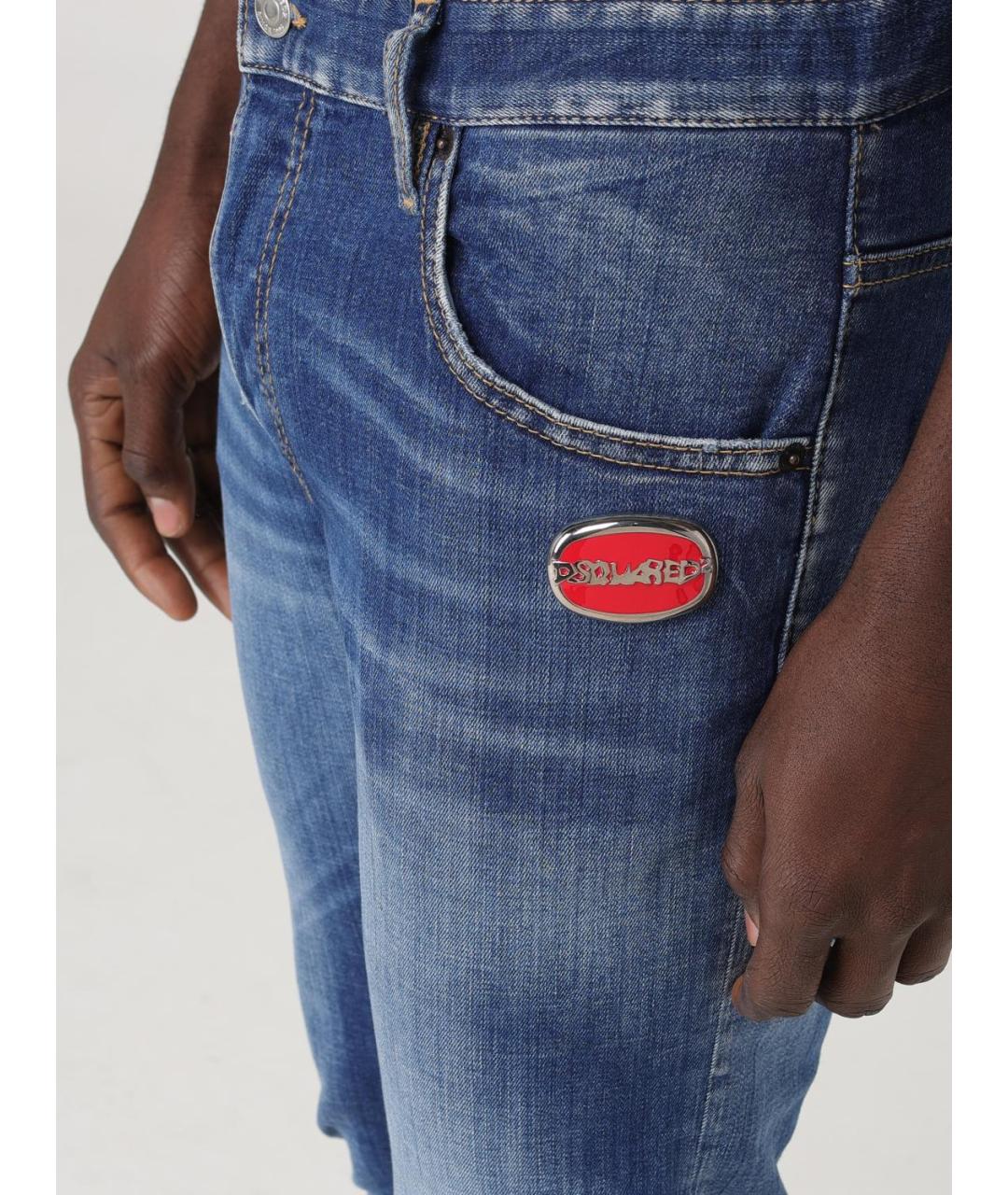 DSQUARED2 Синие хлопко-эластановые джинсы скинни, фото 4