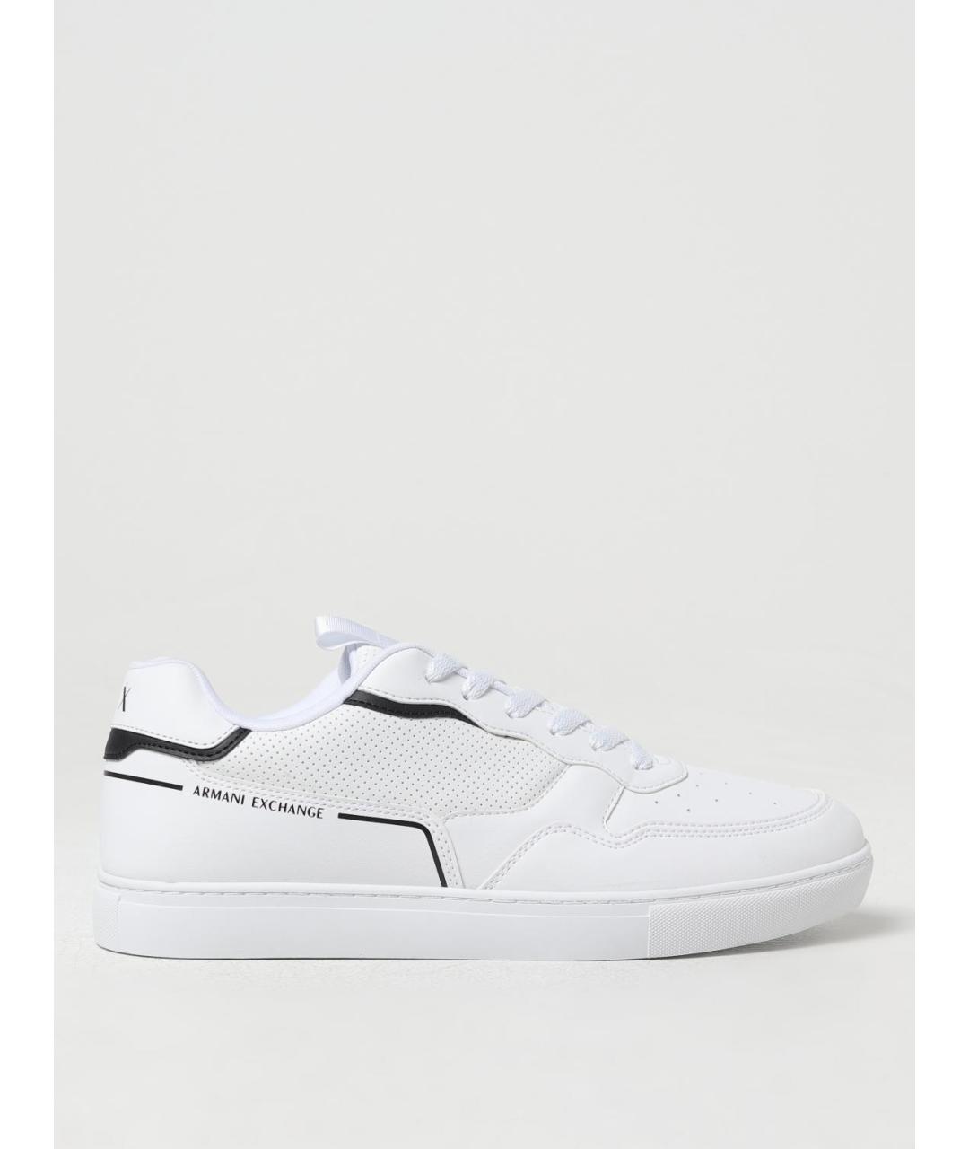 ARMANI EXCHANGE Белые синтетические низкие кроссовки / кеды, фото 4