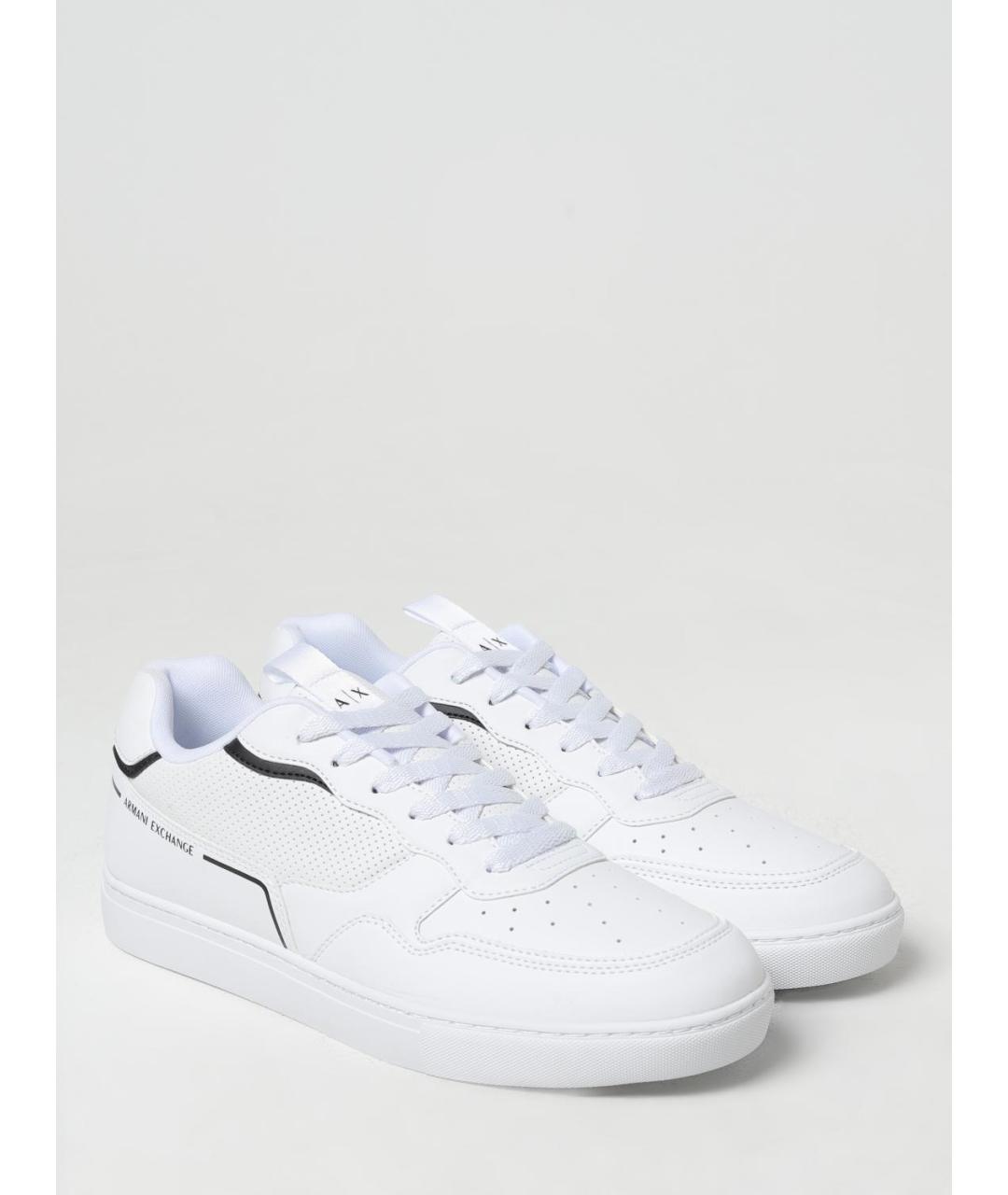 ARMANI EXCHANGE Белые синтетические низкие кроссовки / кеды, фото 2