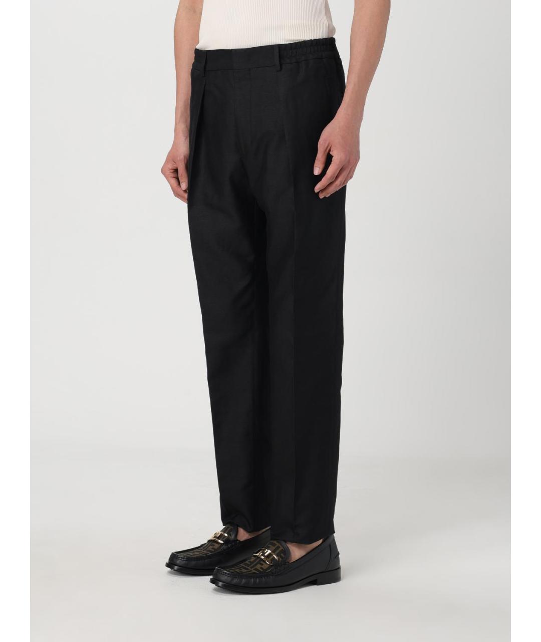 FENDI Черные хлопковые брюки чинос, фото 4
