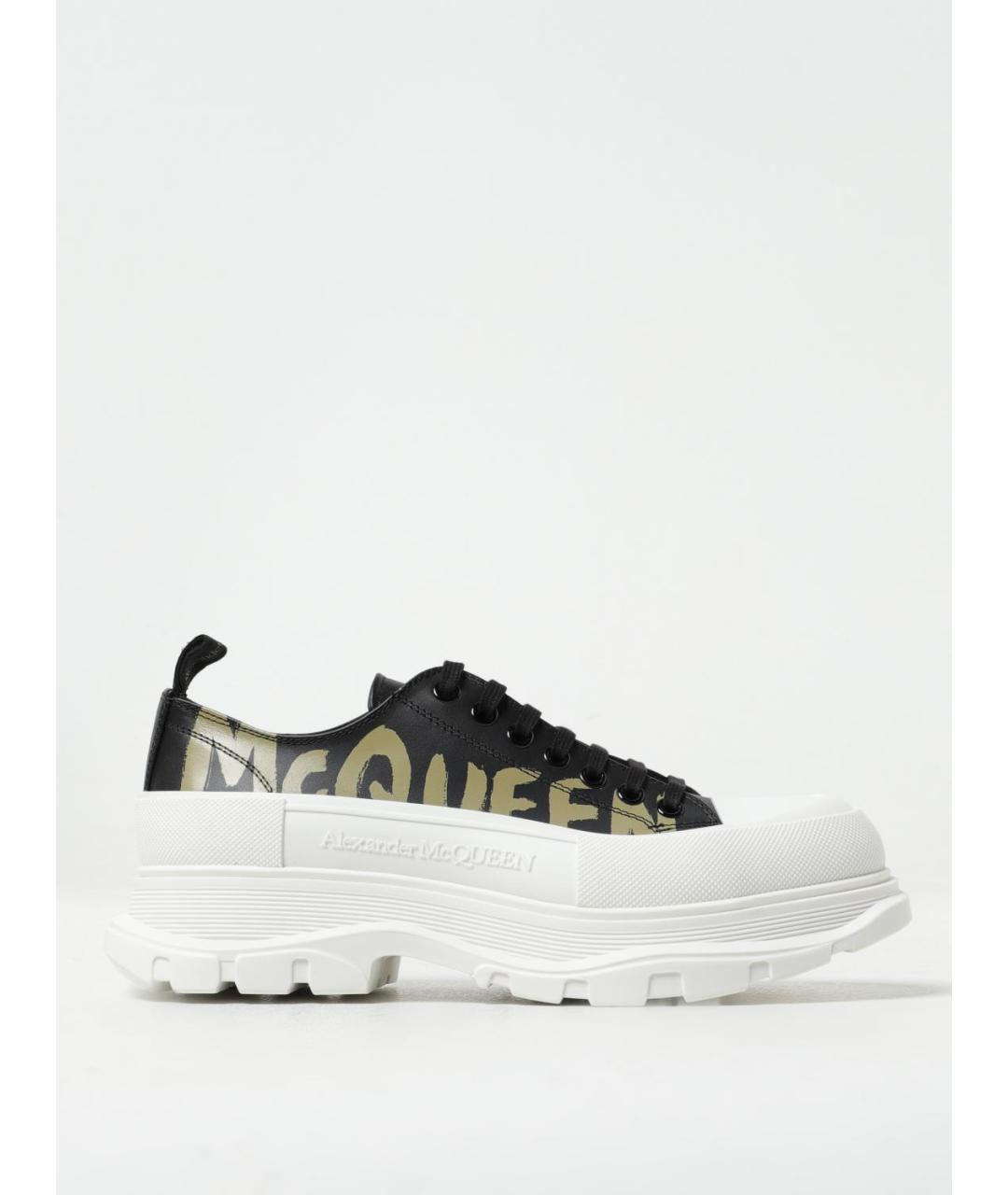 ALEXANDER MCQUEEN Черные кожаные низкие кроссовки / кеды, фото 5