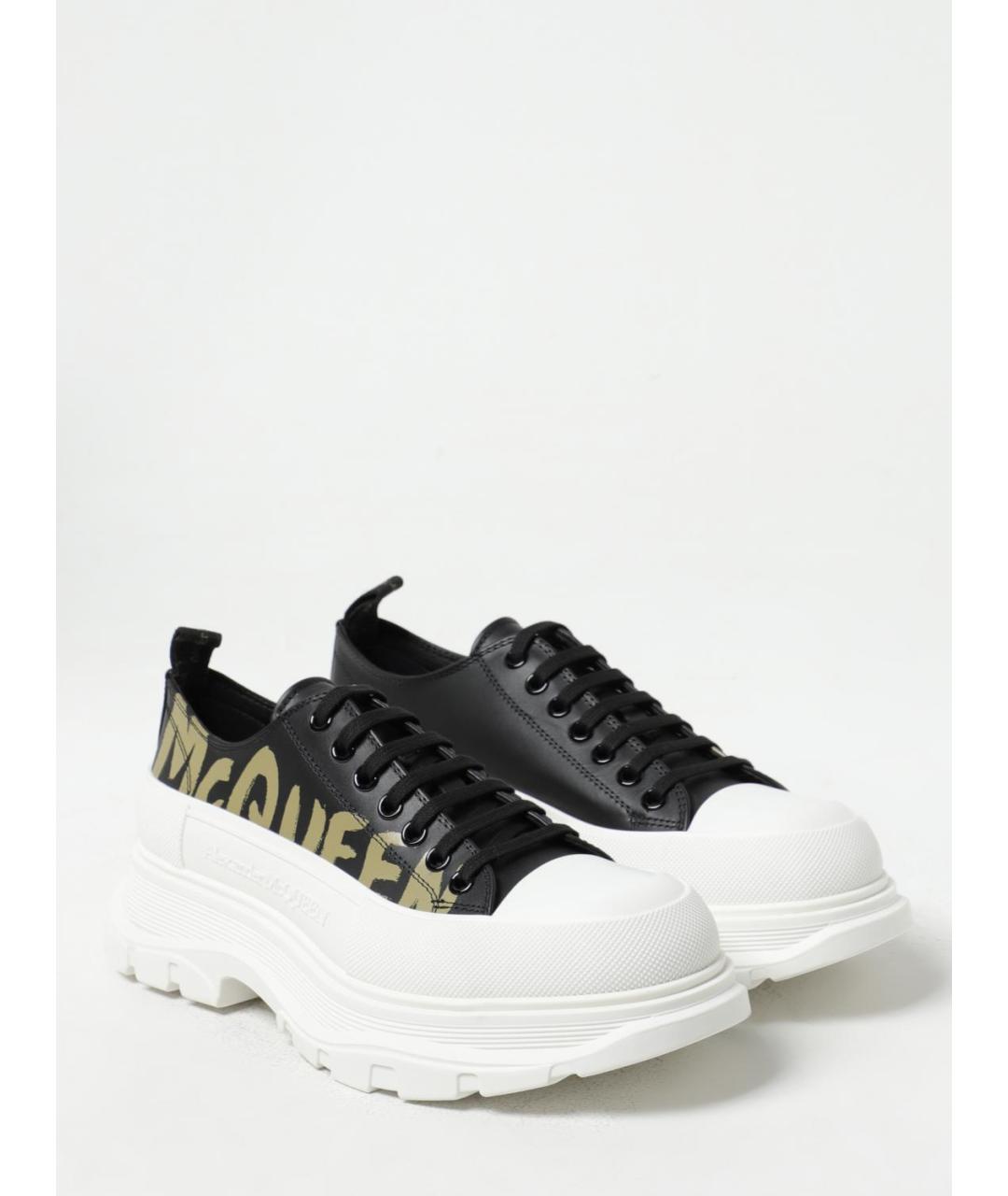 ALEXANDER MCQUEEN Черные кожаные низкие кроссовки / кеды, фото 2