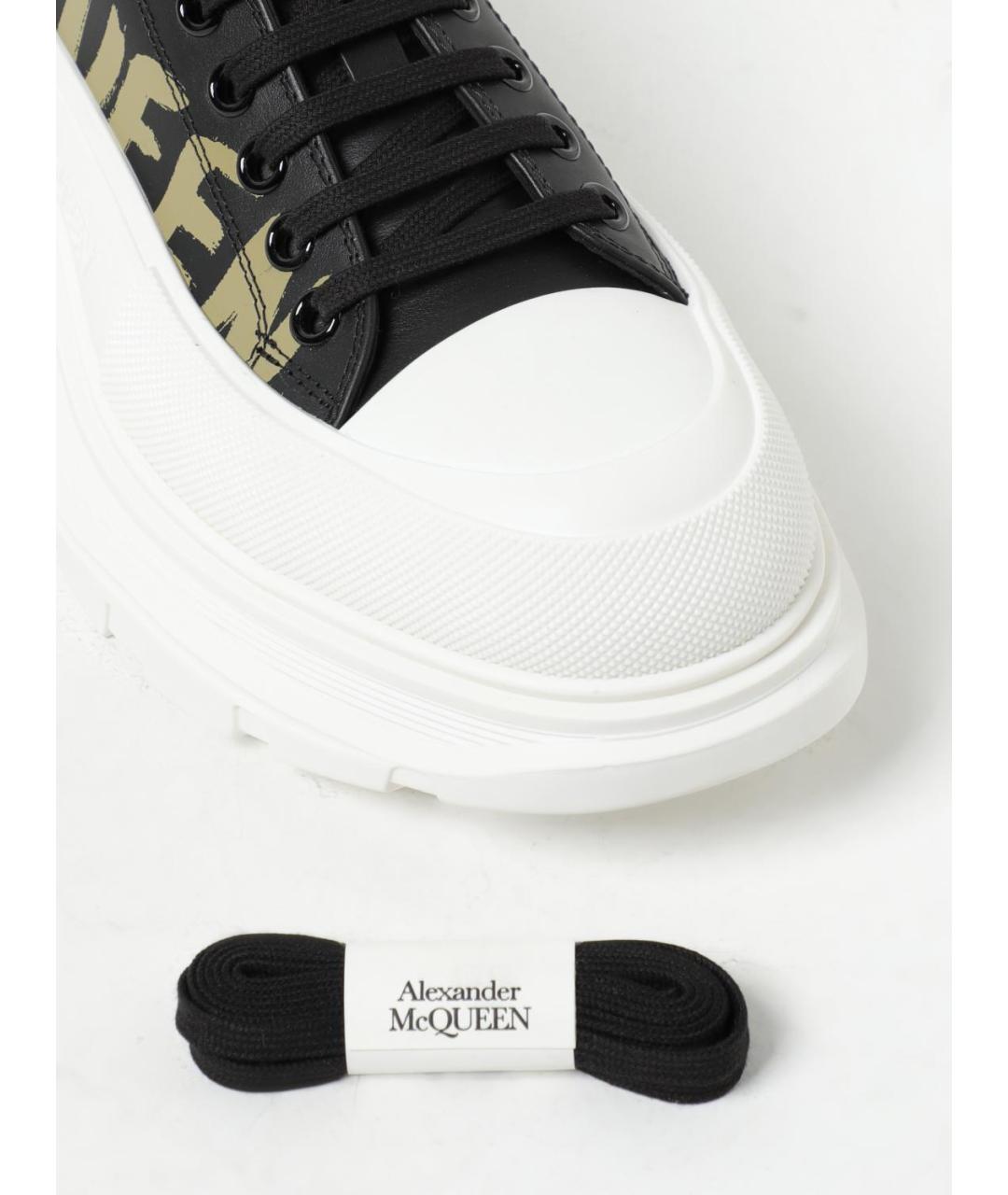 ALEXANDER MCQUEEN Черные кожаные низкие кроссовки / кеды, фото 4