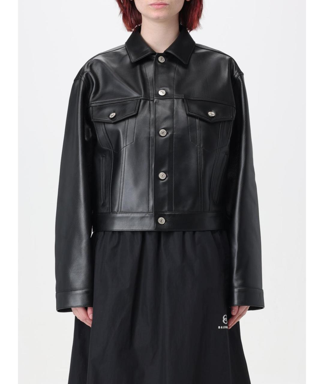 BALENCIAGA Черная кожаная куртка, фото 2