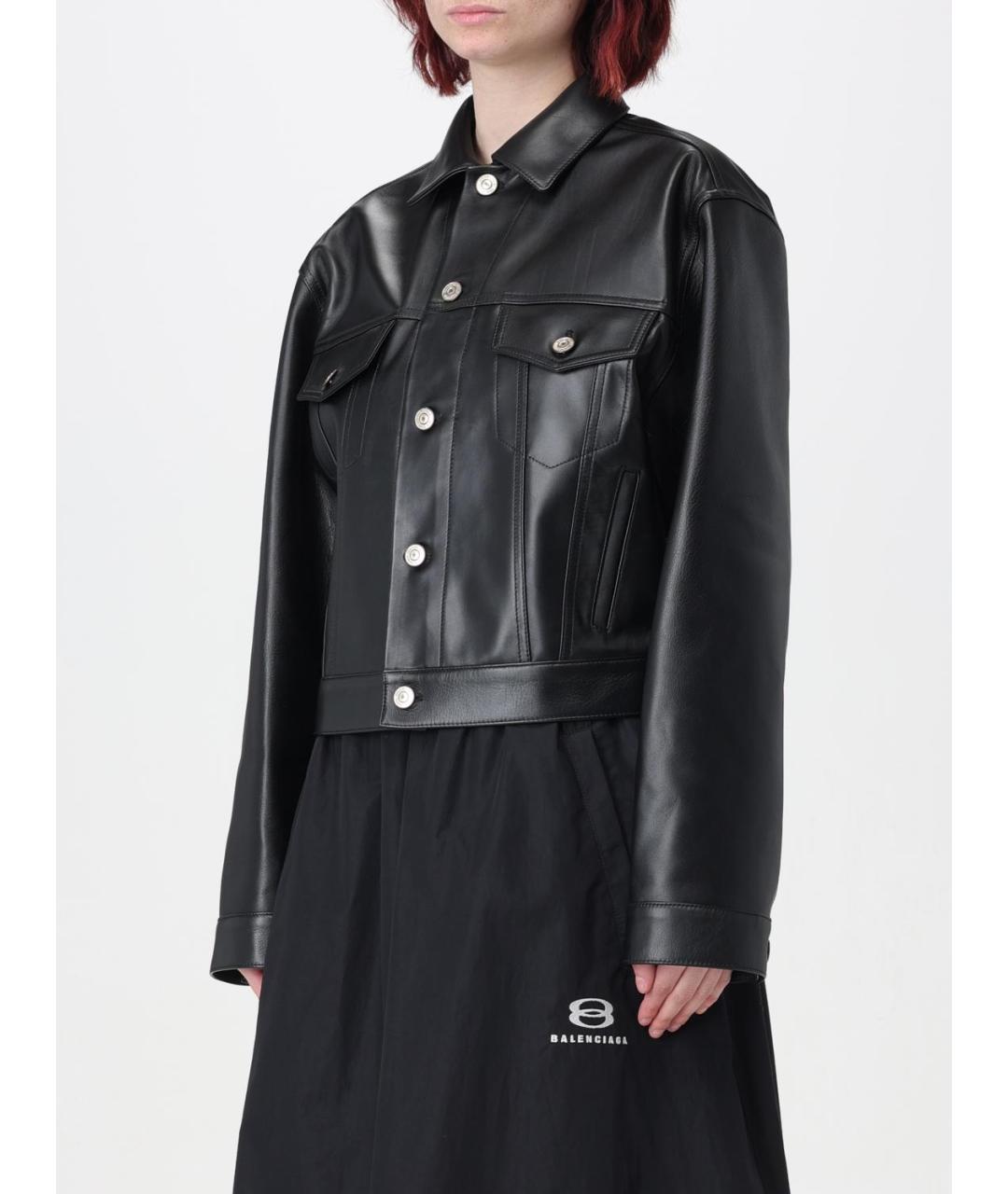 BALENCIAGA Черная кожаная куртка, фото 5