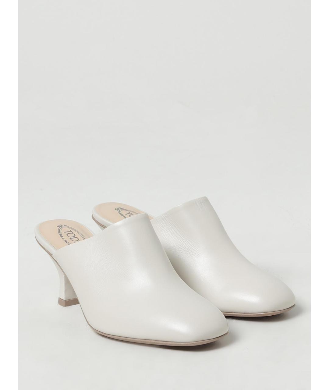 TOD'S Белые кожаные мюли, фото 2