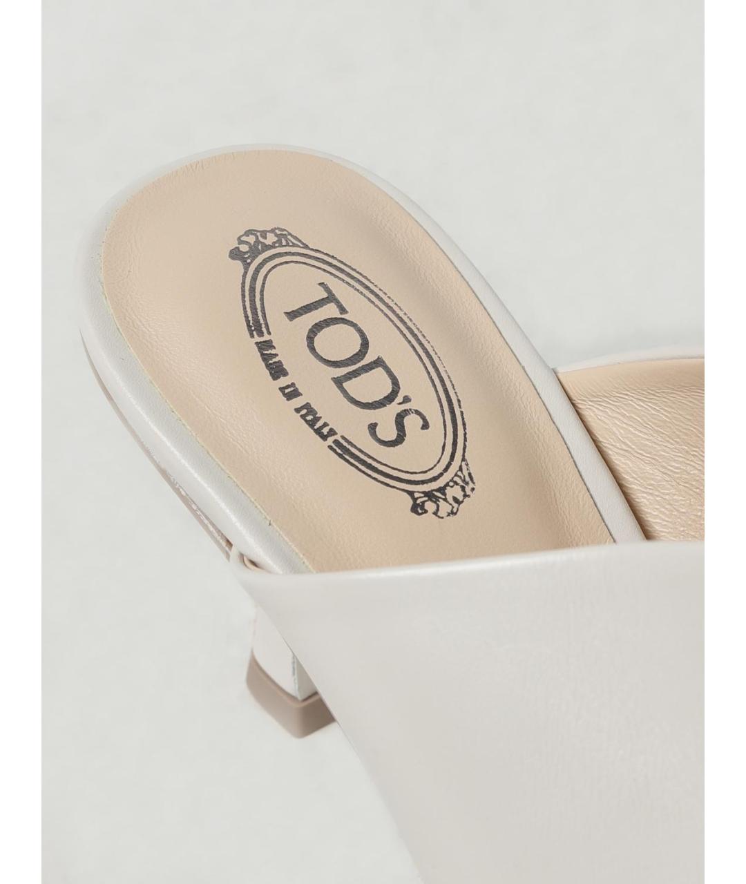 TOD'S Белые кожаные мюли, фото 4
