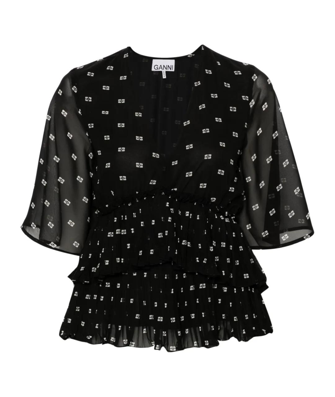 GANNI Черная полиэстеровая майка, фото 1