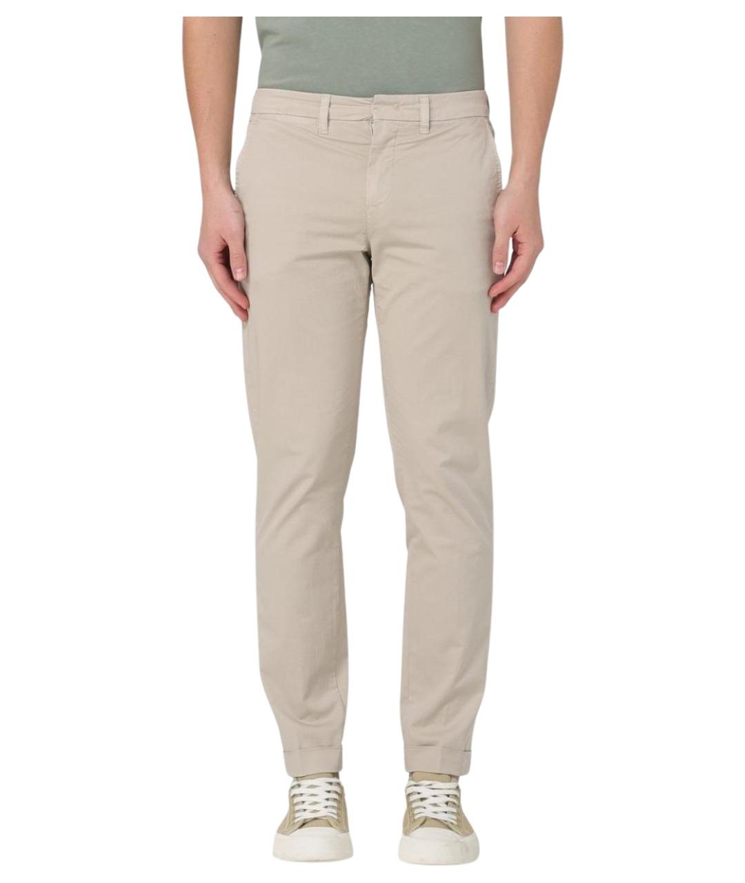 FAY Бежевые хлопковые повседневные брюки, фото 1