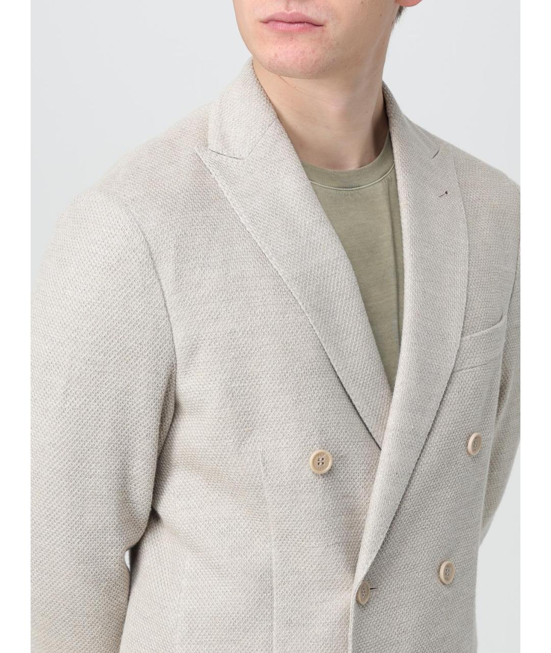 FAY Бежевый льняной пиджак, фото 4