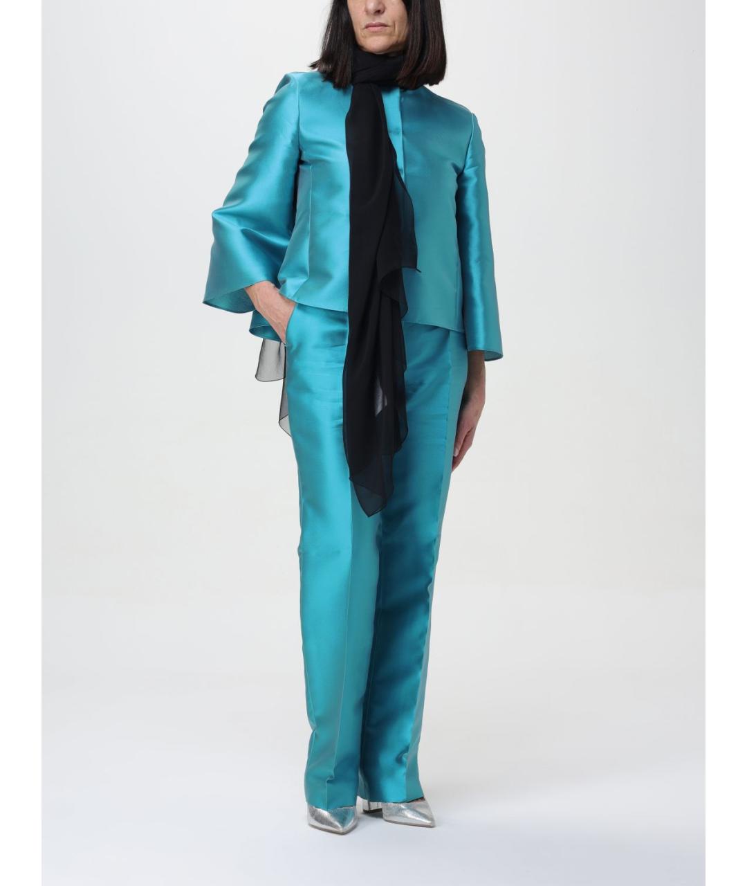 ALBERTA FERRETTI Синий полиэстеровый жакет/пиджак, фото 3