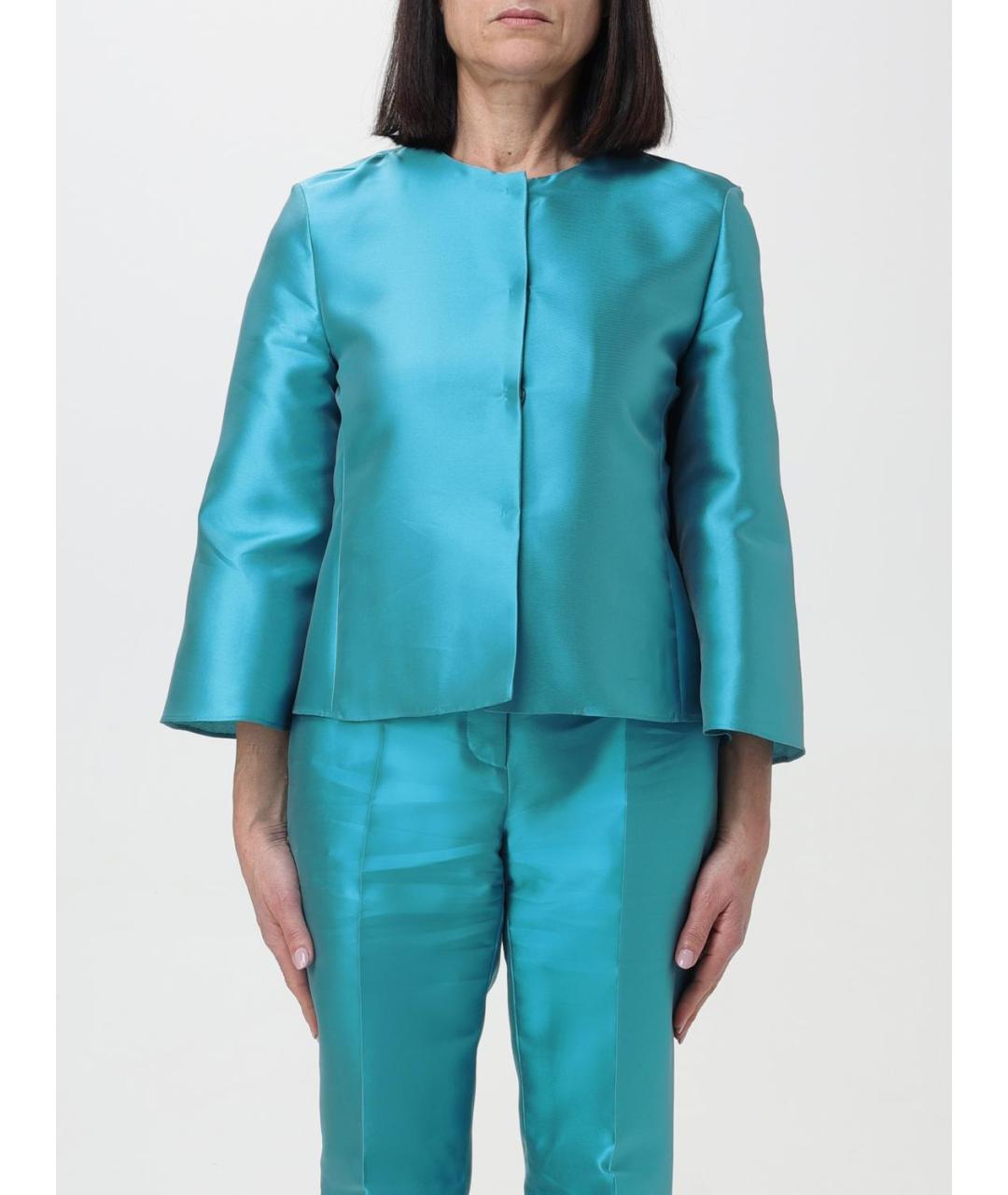 ALBERTA FERRETTI Синий полиэстеровый жакет/пиджак, фото 2