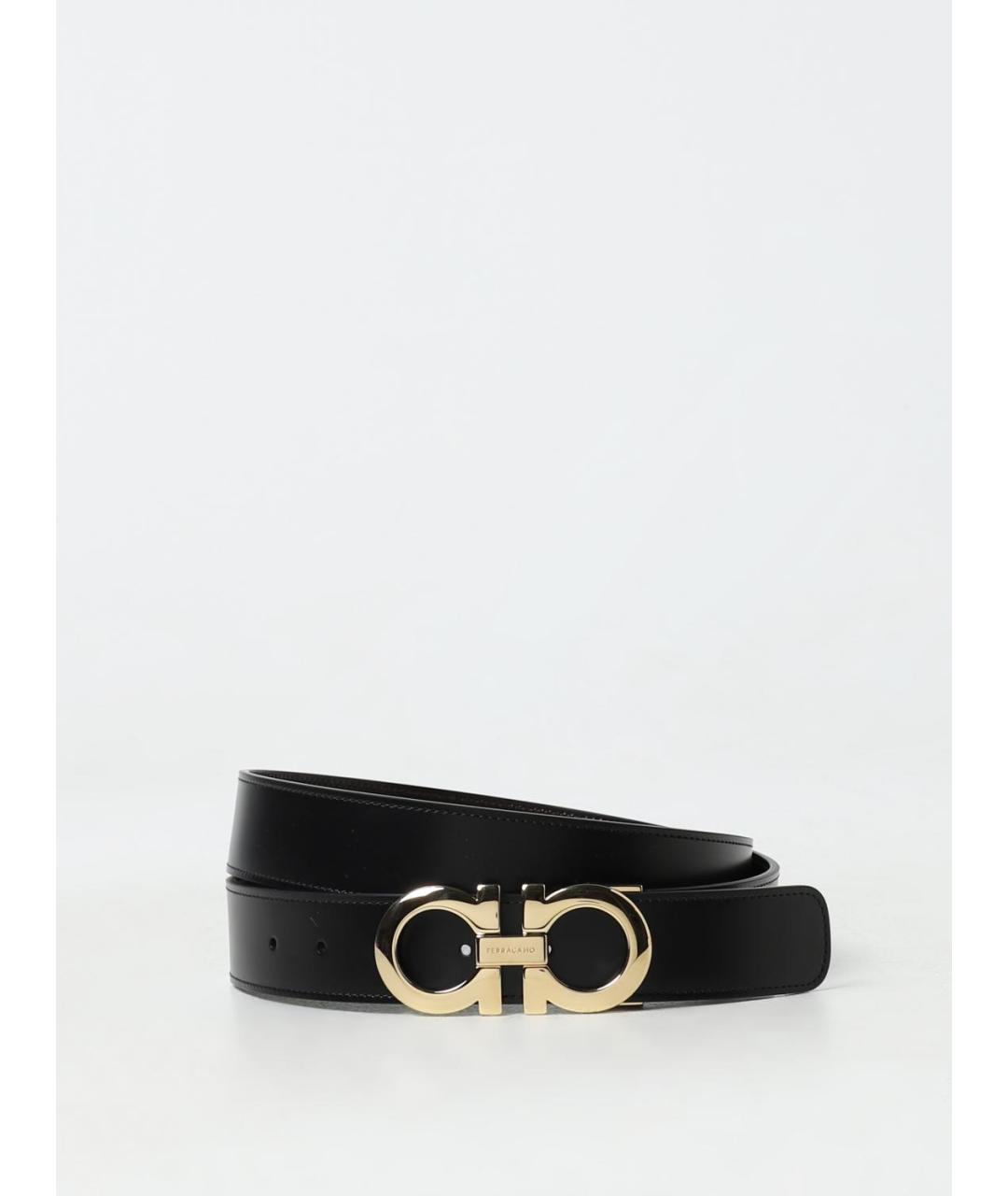 FERRAGAMO Черный кожаный ремень, фото 3