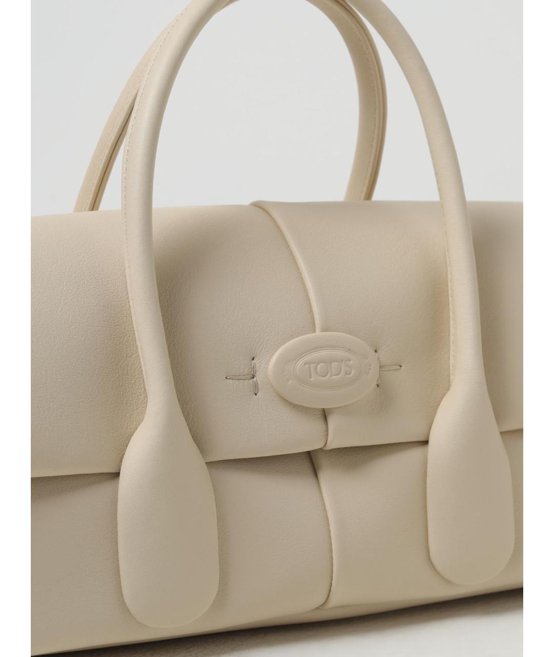 TOD'S Белая кожаная сумка тоут, фото 4