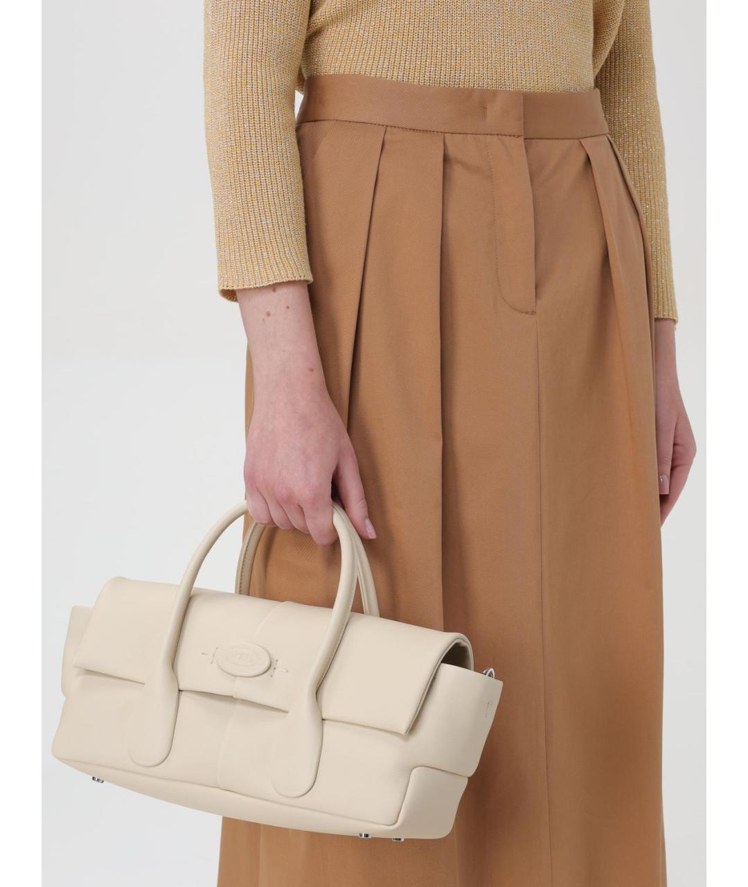 TOD'S Белая кожаная сумка тоут, фото 2