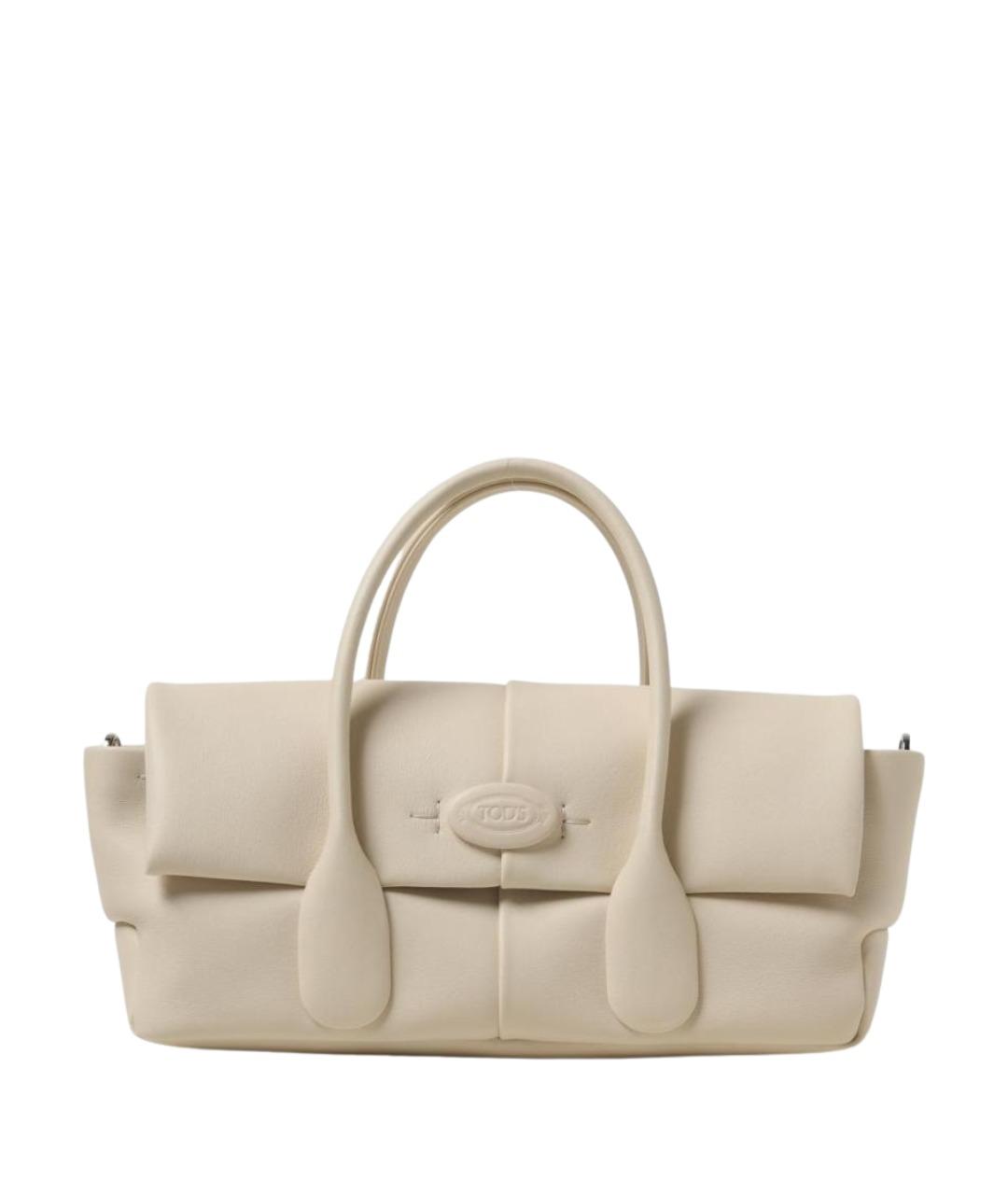 TOD'S Белая кожаная сумка тоут, фото 1