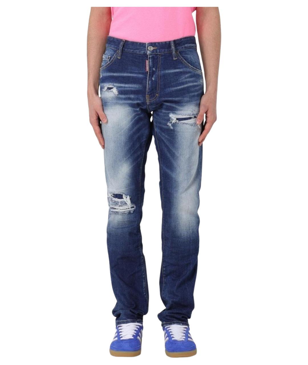 DSQUARED2 Синие хлопковые прямые джинсы, фото 1