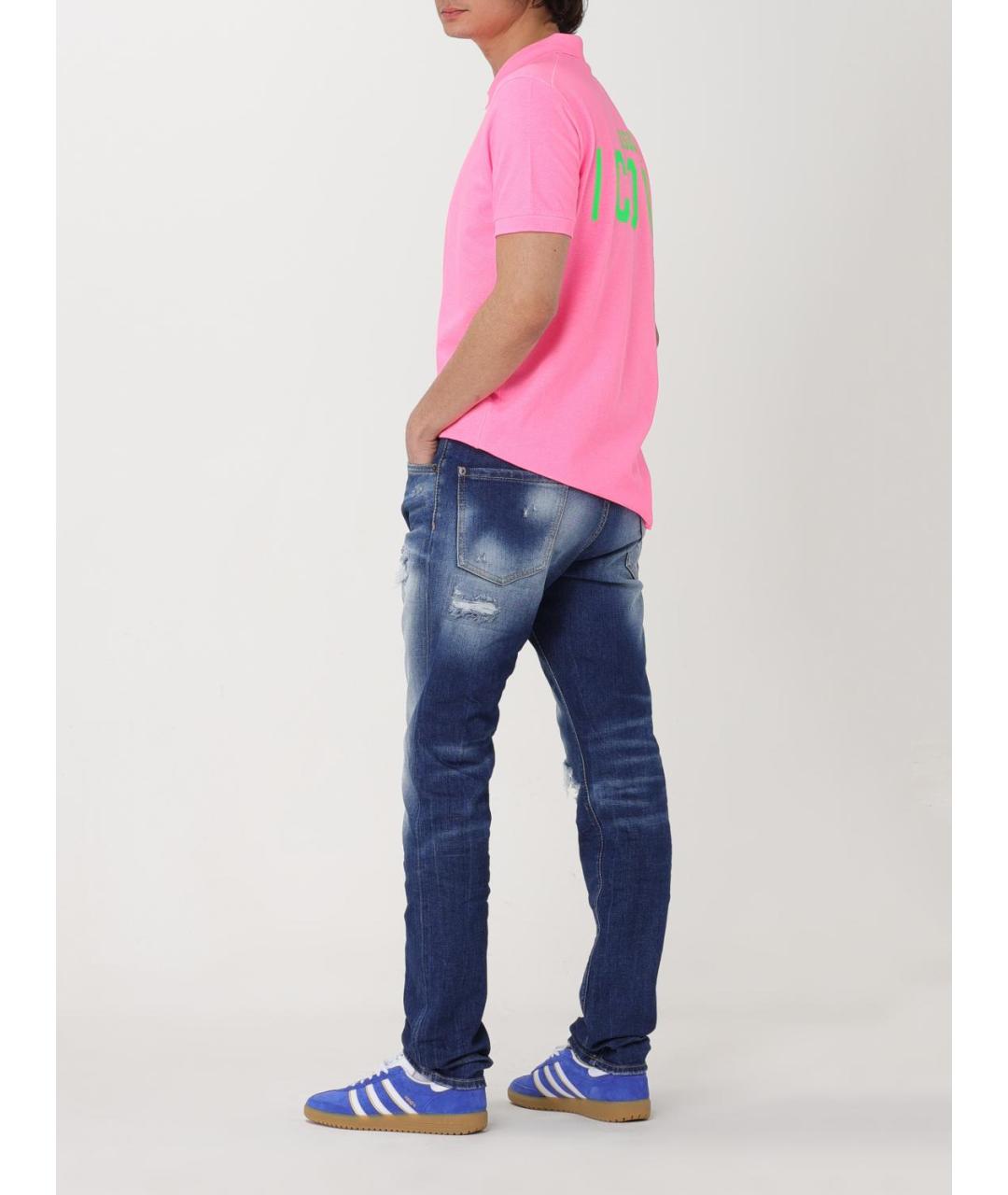 DSQUARED2 Синие хлопковые прямые джинсы, фото 2