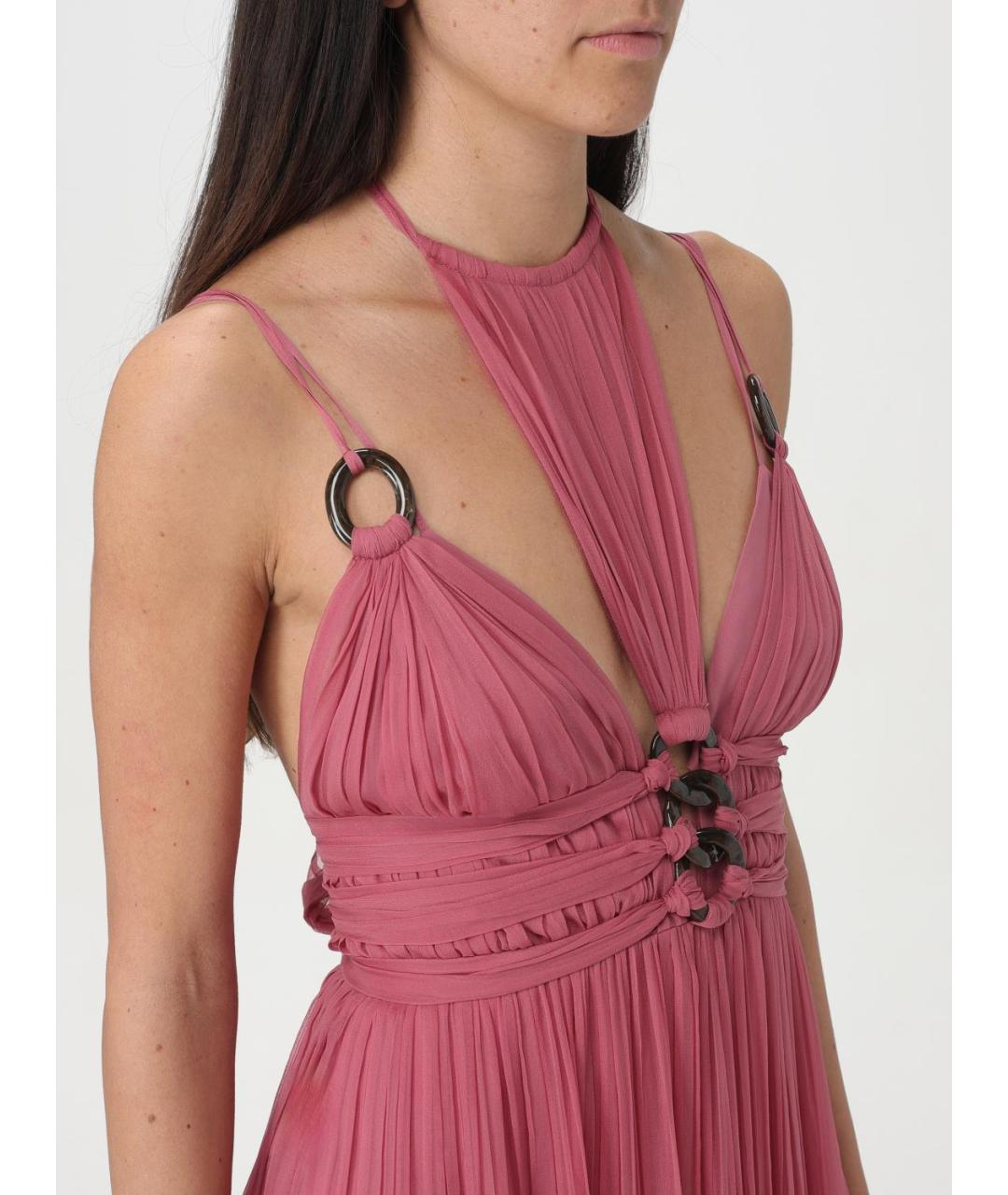 ALBERTA FERRETTI Розовое шелковое вечернее платье, фото 5