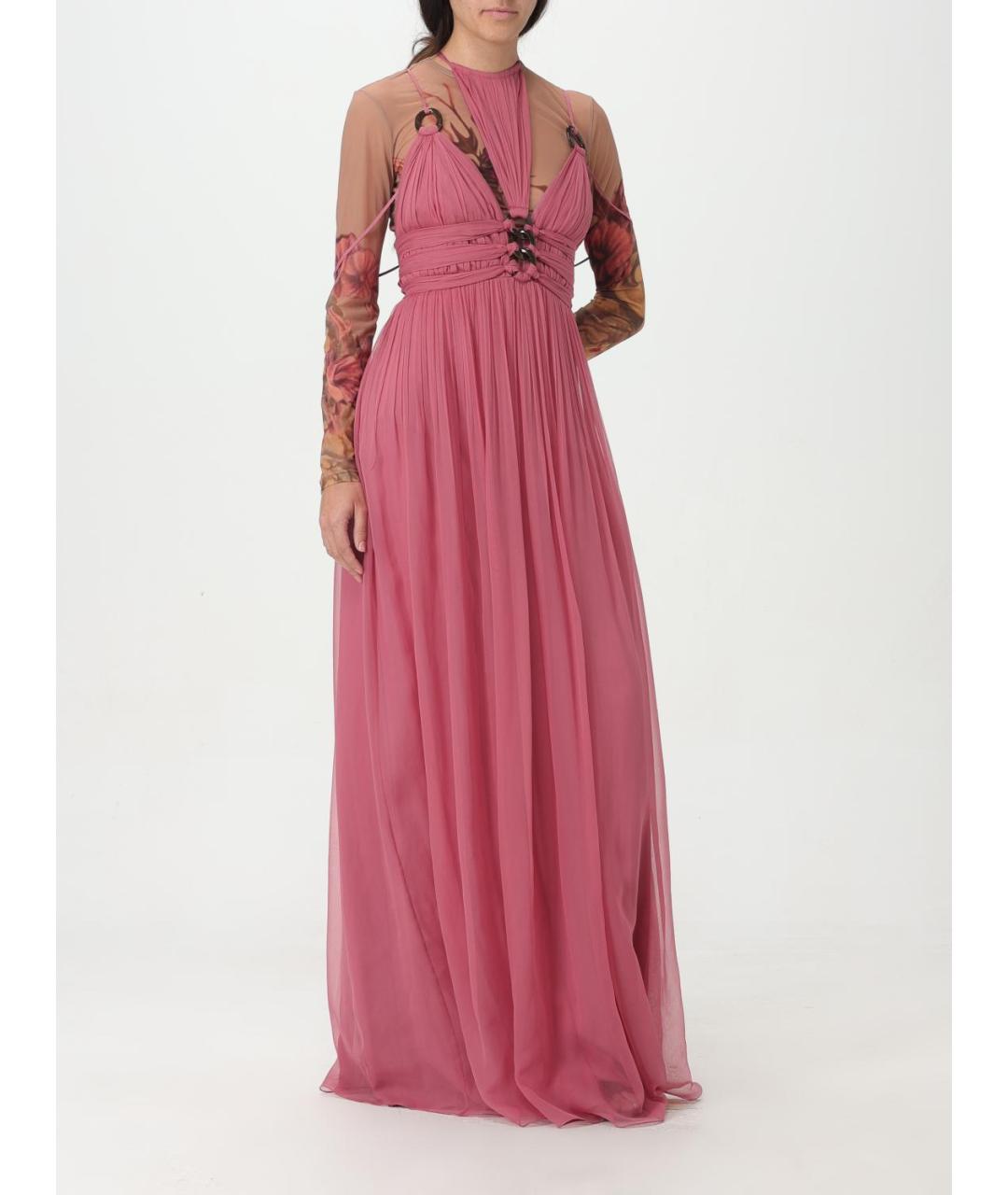ALBERTA FERRETTI Розовое шелковое вечернее платье, фото 2